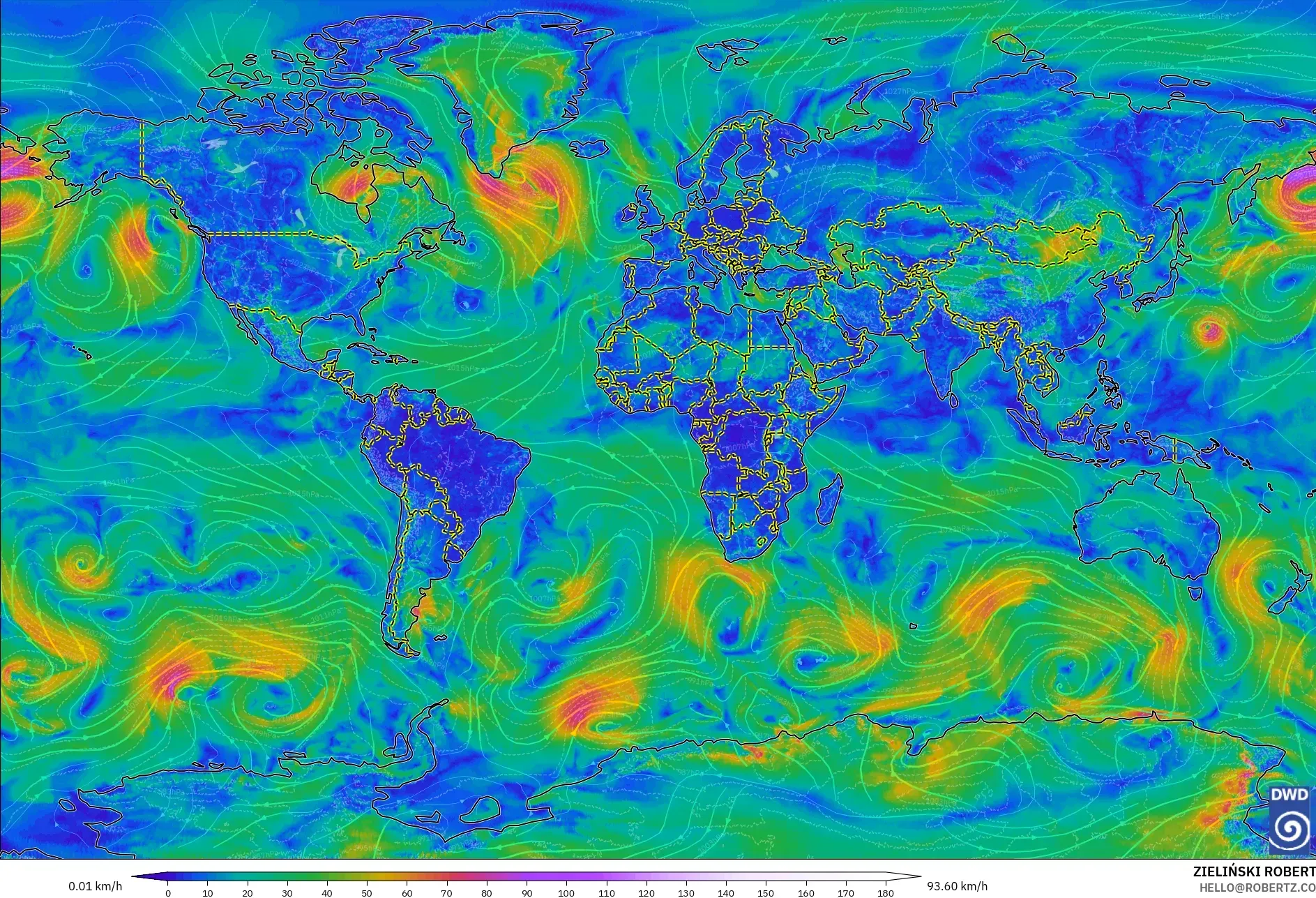 ICON modelo - Mundo, Viento a 10 m