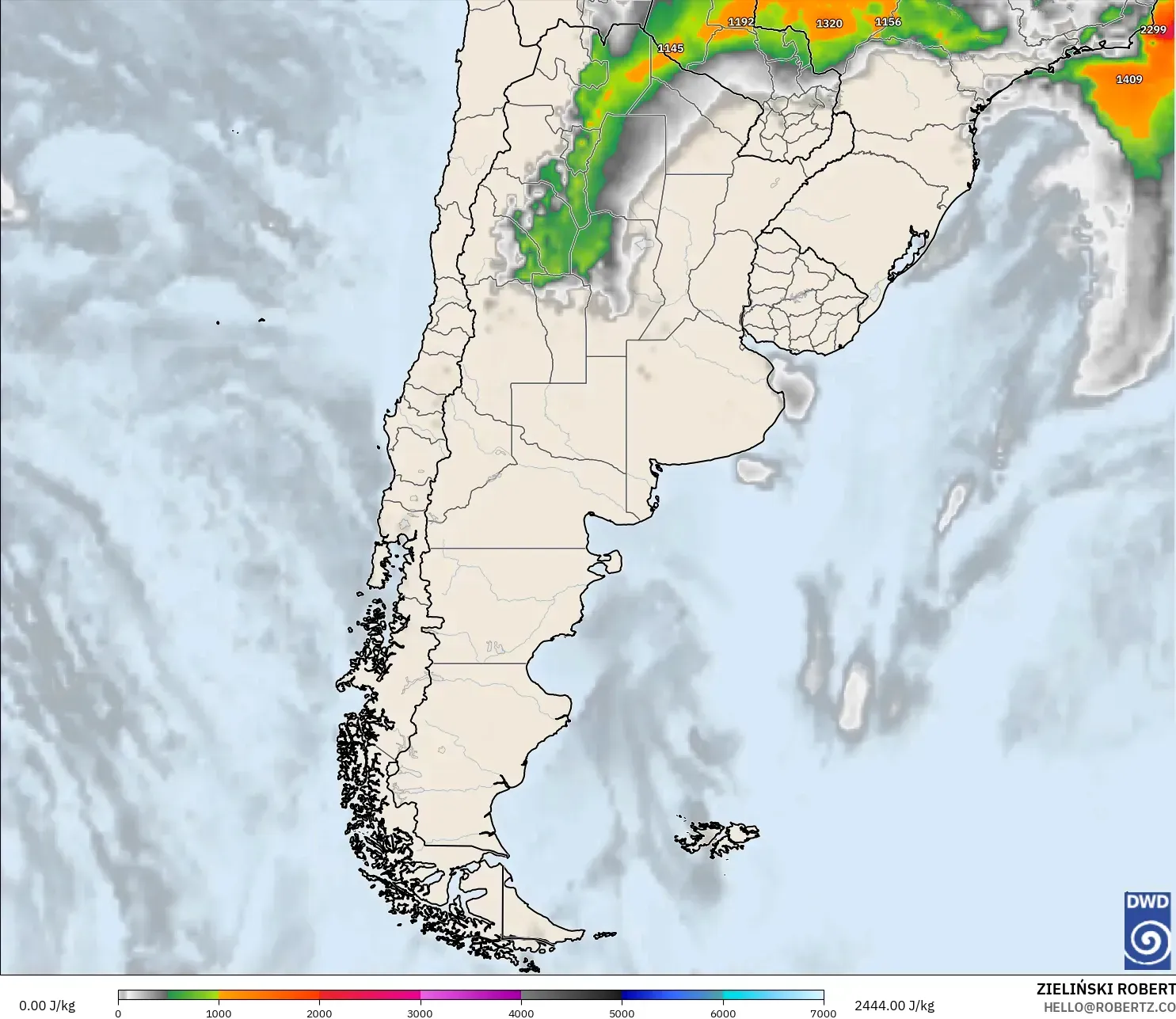 ICON modelo - Argentina, CAPE