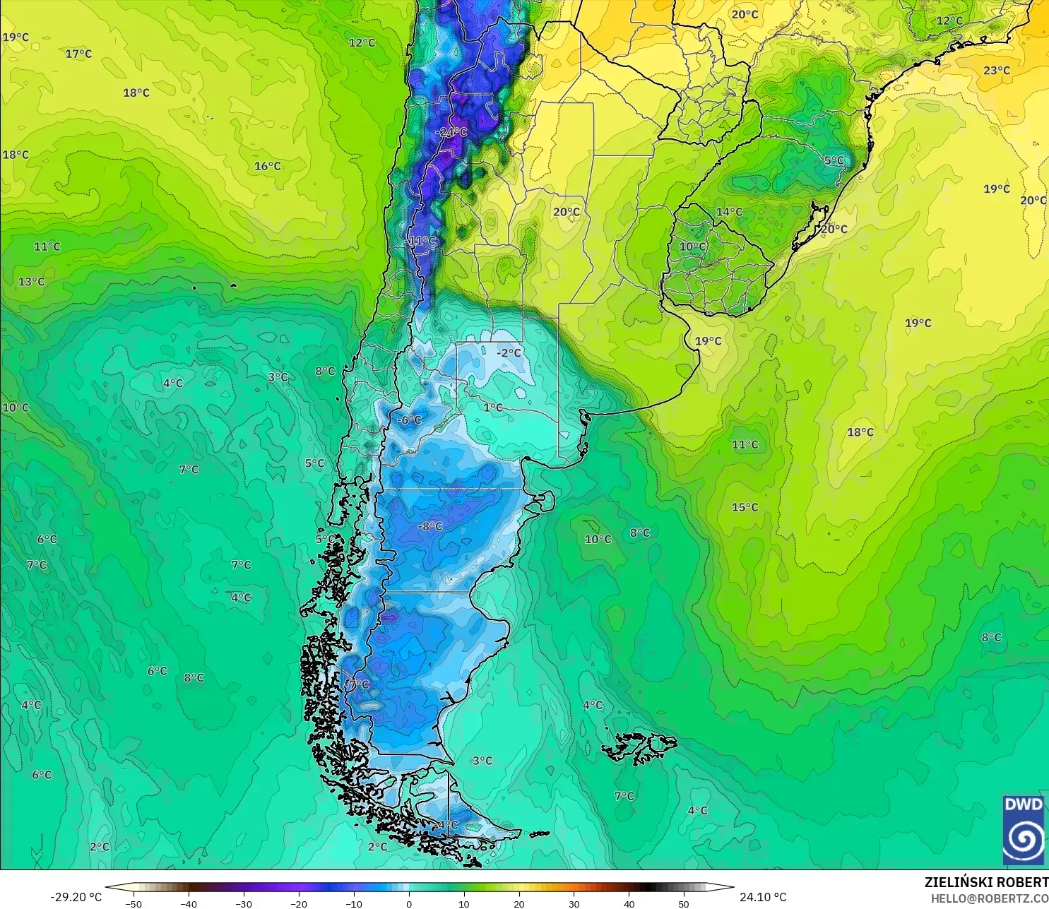 ICON modelo - Argentina, Punto de rocío a 2 m