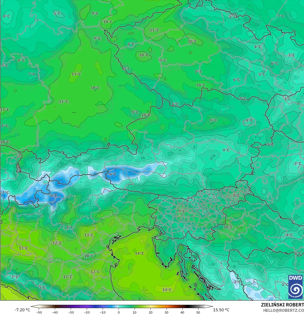 ICON modelo - Austria, Punto de rocío a 2 m