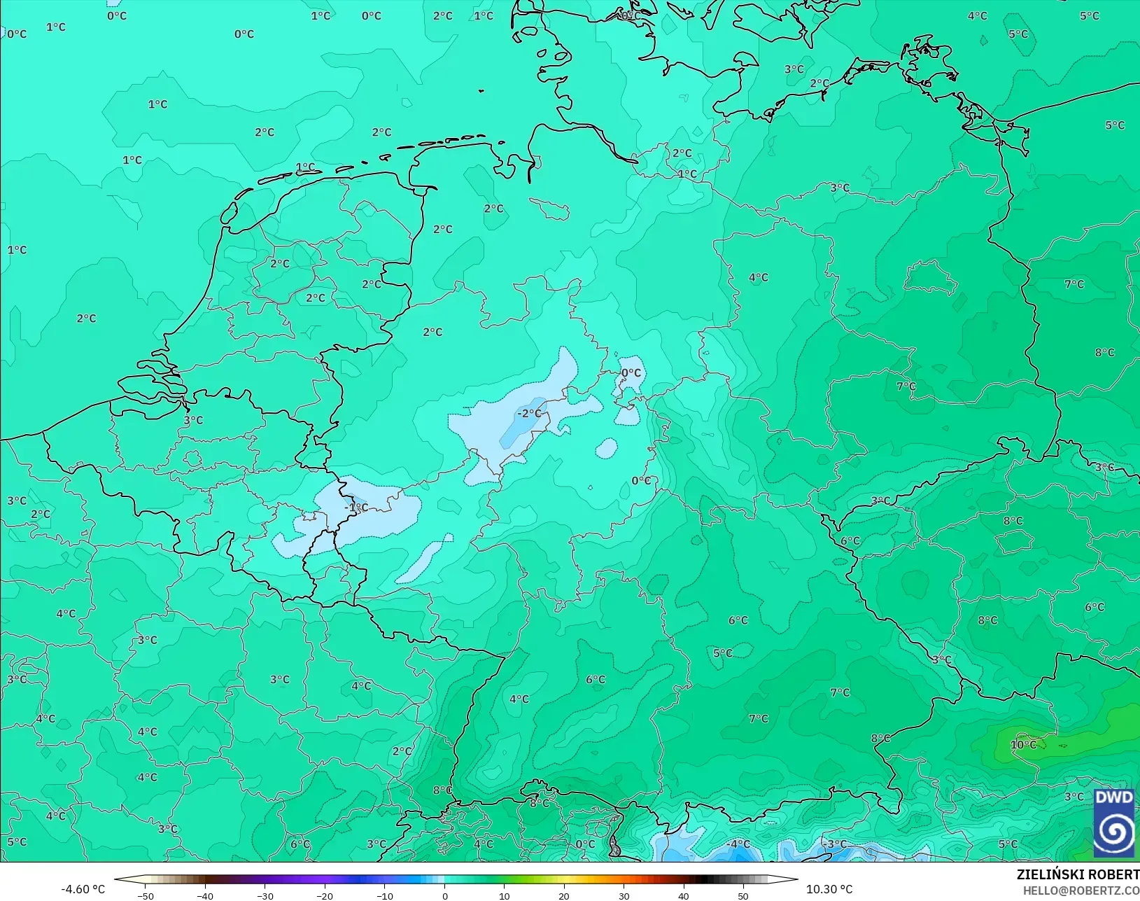 ICON modelo - Alemania, Temperatura a 850 hPa