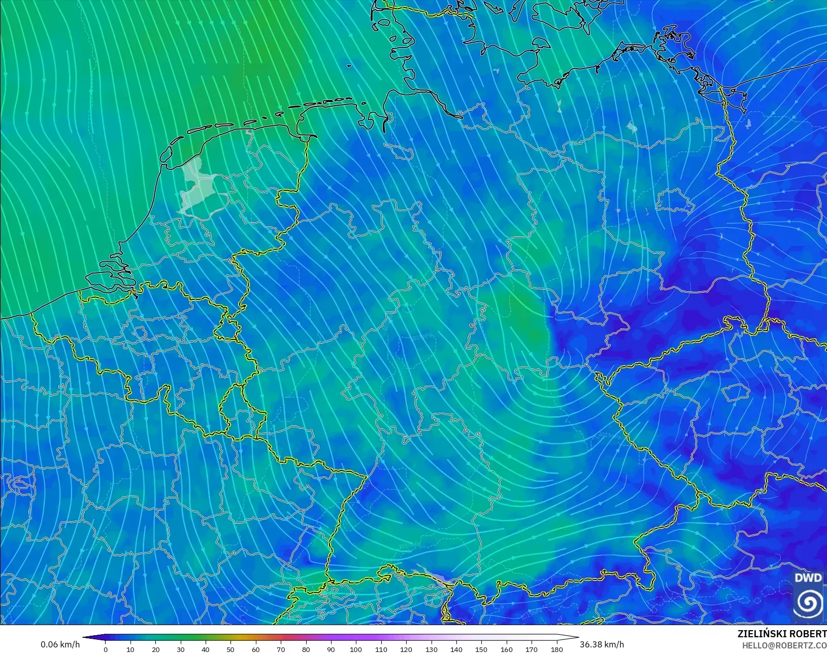 ICON modelo - Alemania, Viento a 10 m