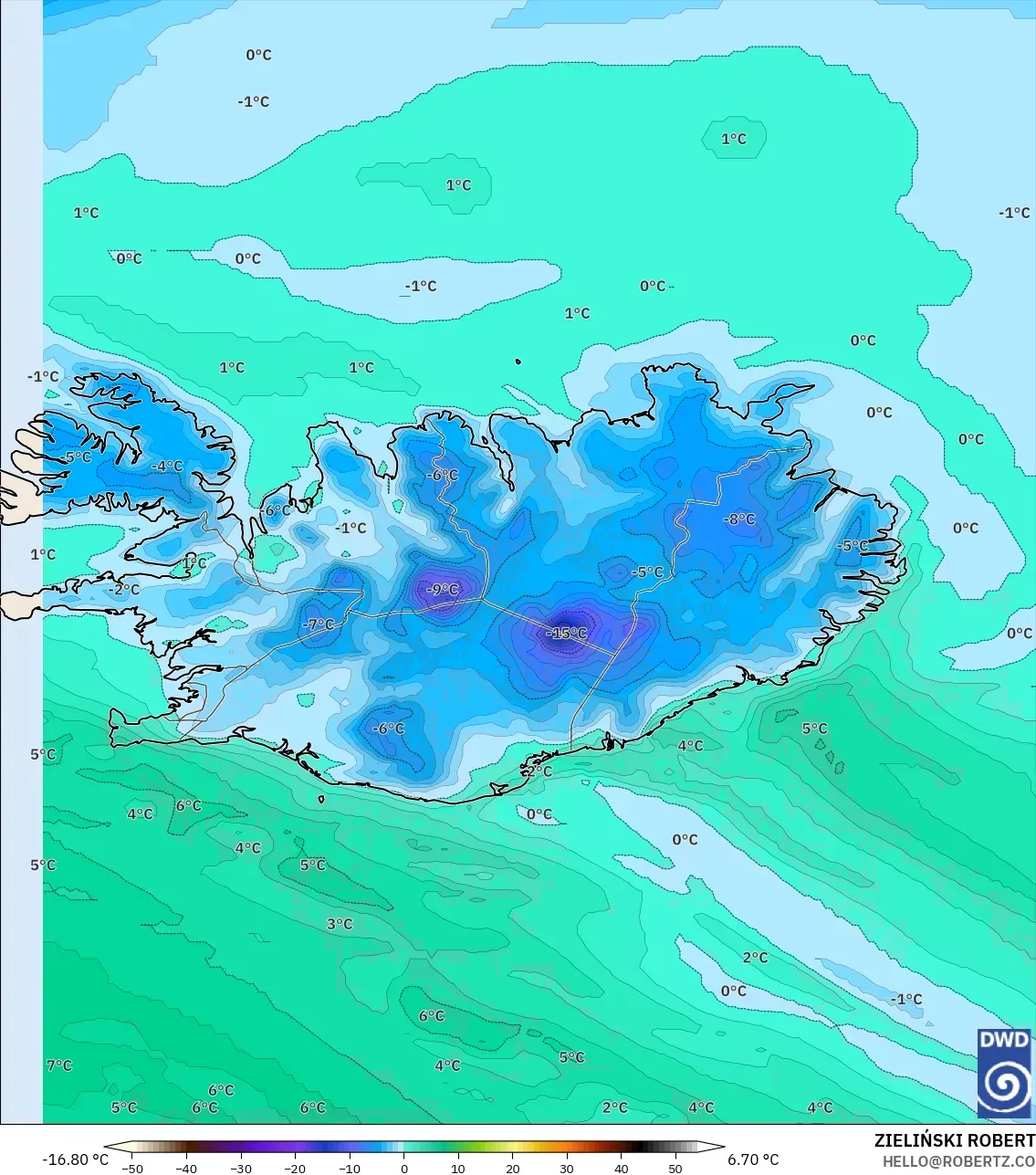 ICON modelo - Islandia, Punto de rocío a 2 m