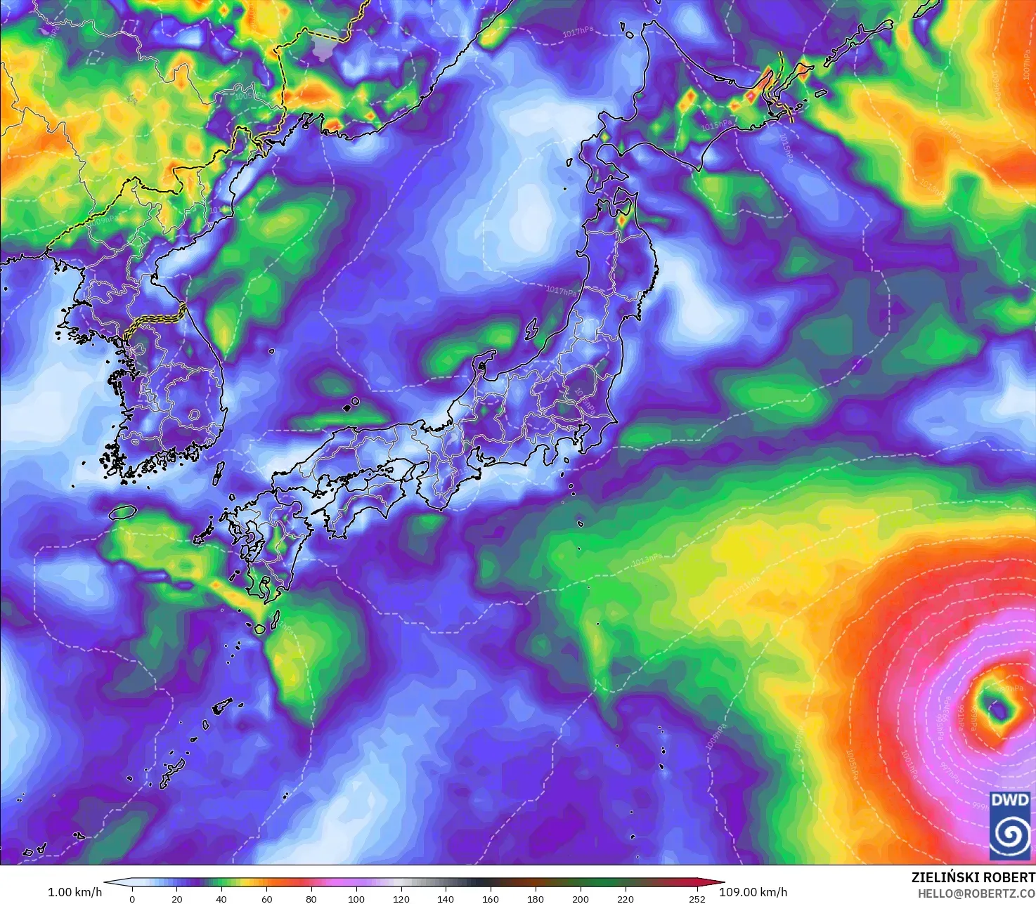 ICON modelo - Japón, Ráfagas de viento