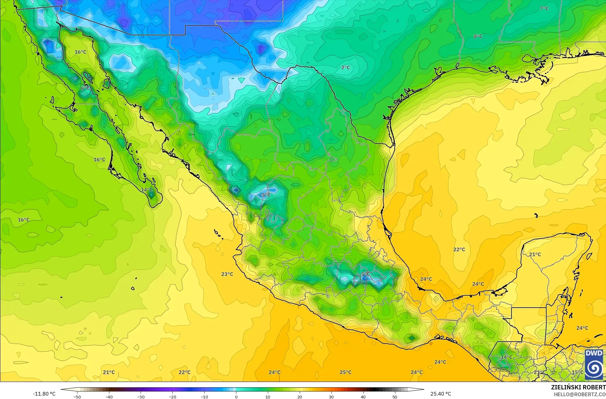 ICON modelo - México, Punto de rocío a 2 m