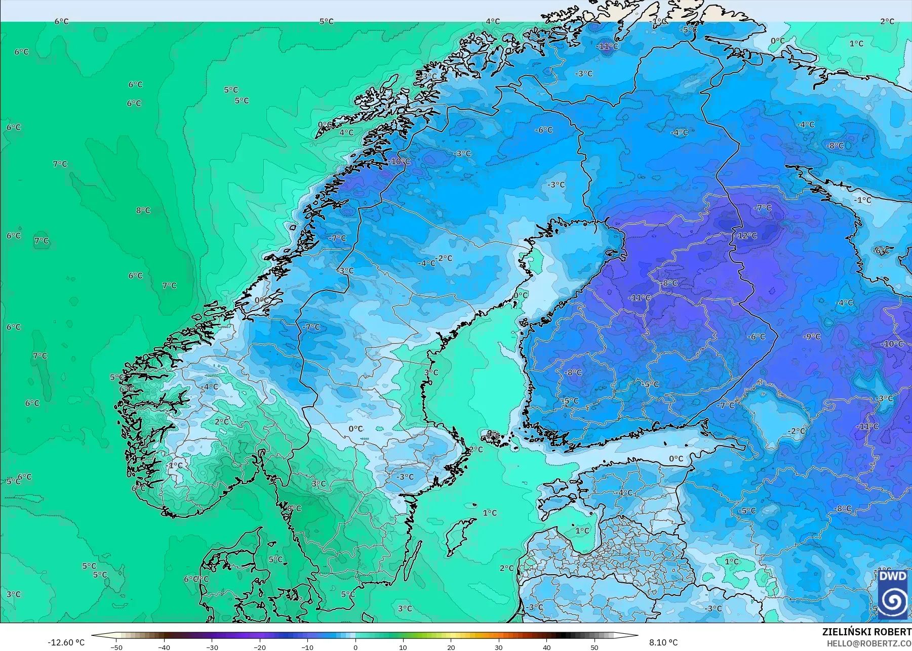 ICON modelo - Escandinavia, Punto de rocío a 2 m
