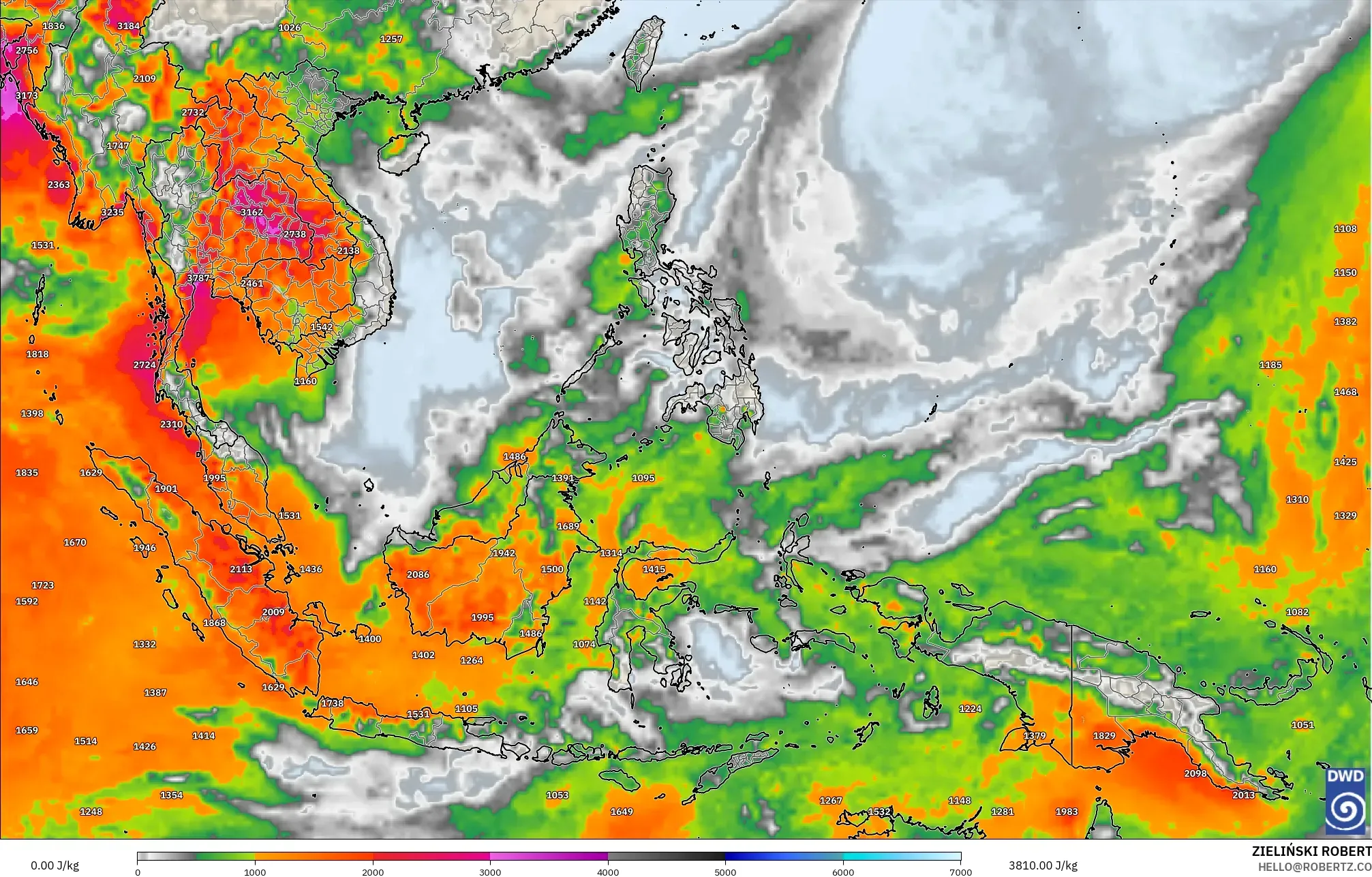 ICON modelo - Sudeste Asiático, CAPE