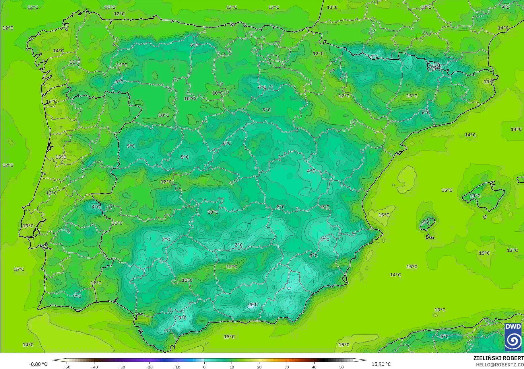 ICON modelo - España, Punto de rocío a 2 m