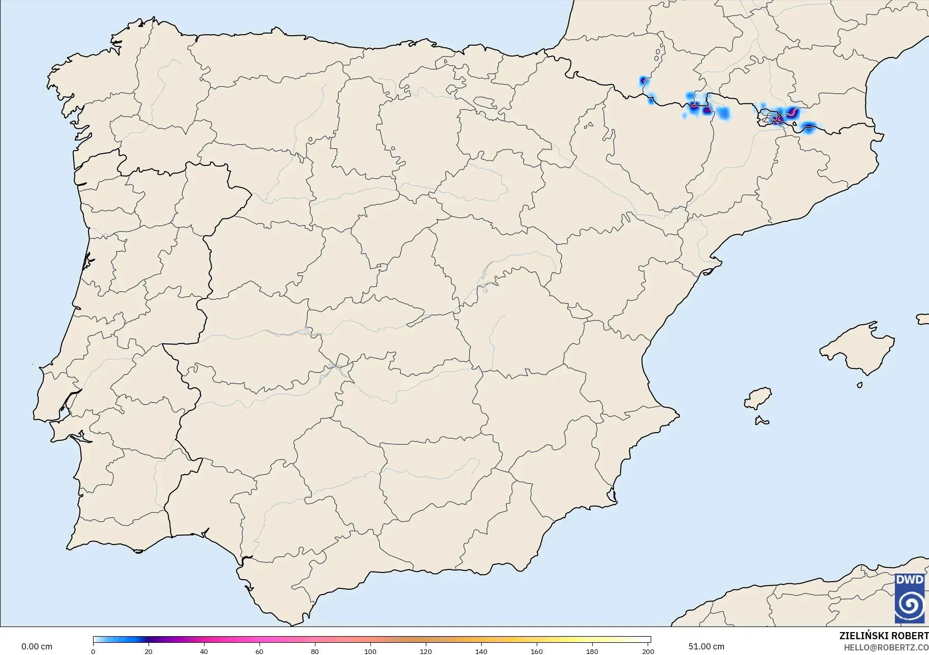 ICON modelo - España, Profundidad de nieve