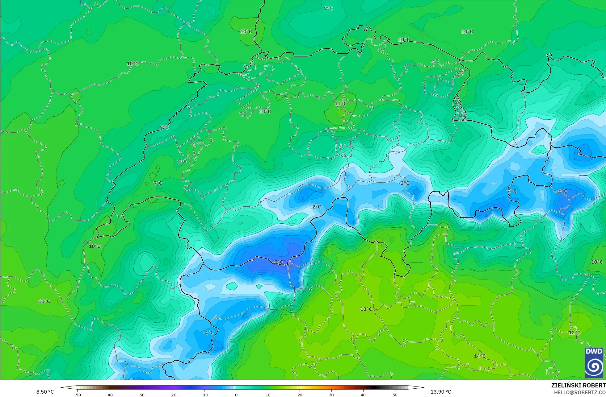ICON modelo - Suiza, Punto de rocío a 2 m