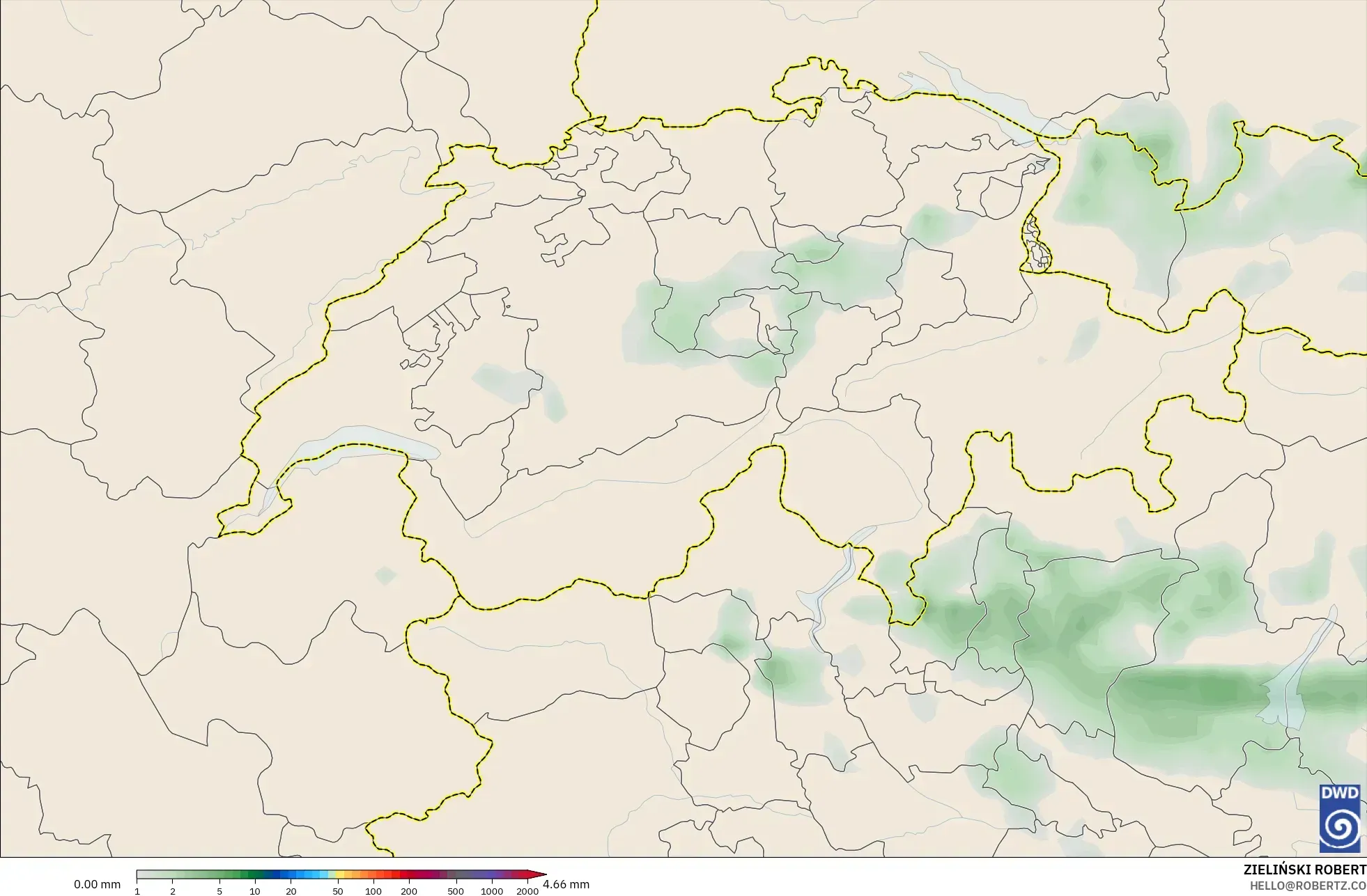 ICON modelo - Suiza, Acumulación de precipitación