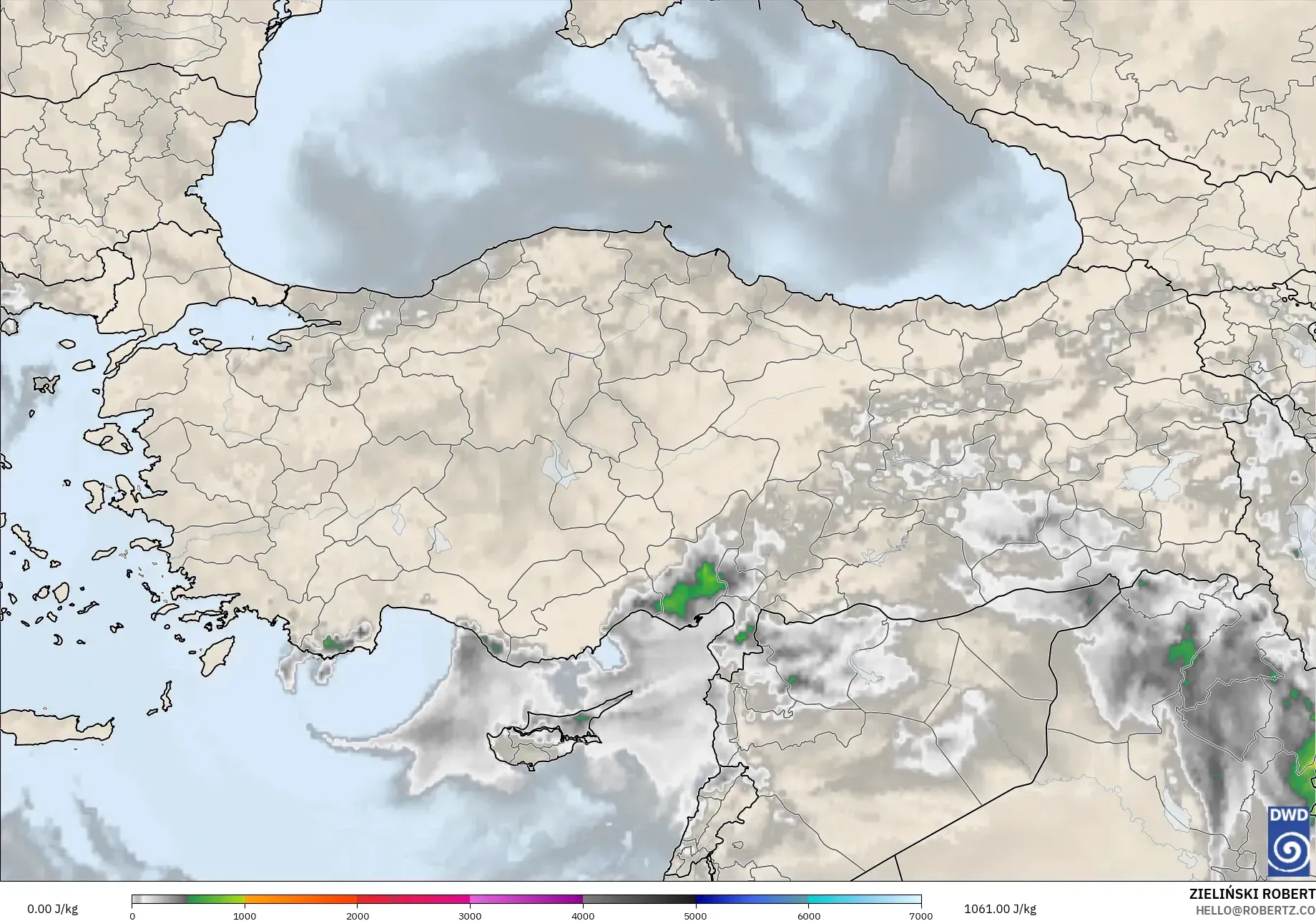 ICON modelo - Turquía, CAPE