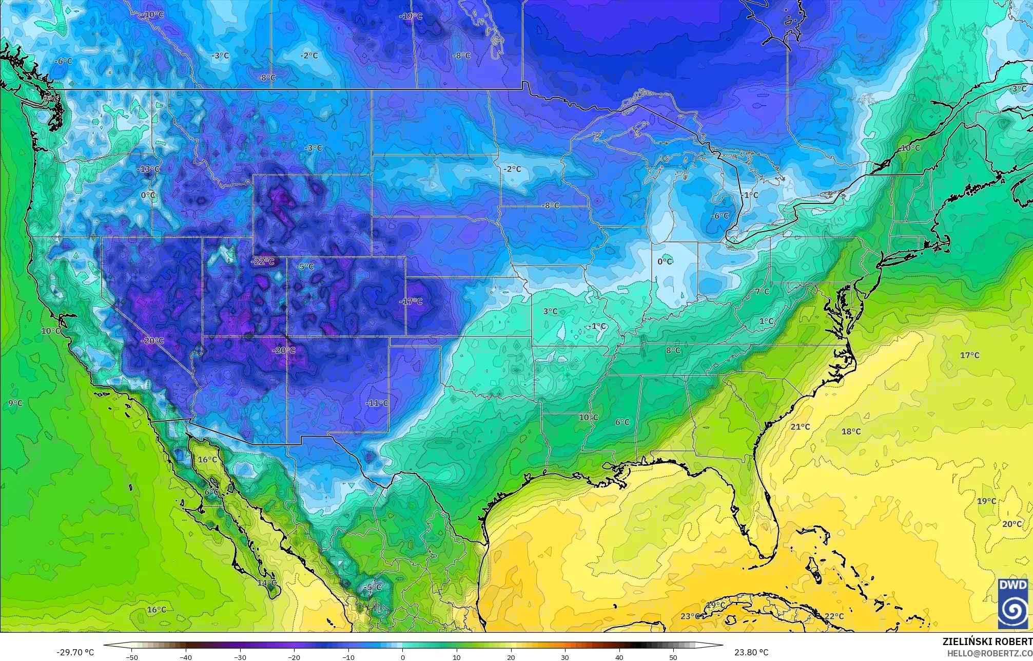 ICON modelo - Estados Unidos, Punto de rocío a 2 m