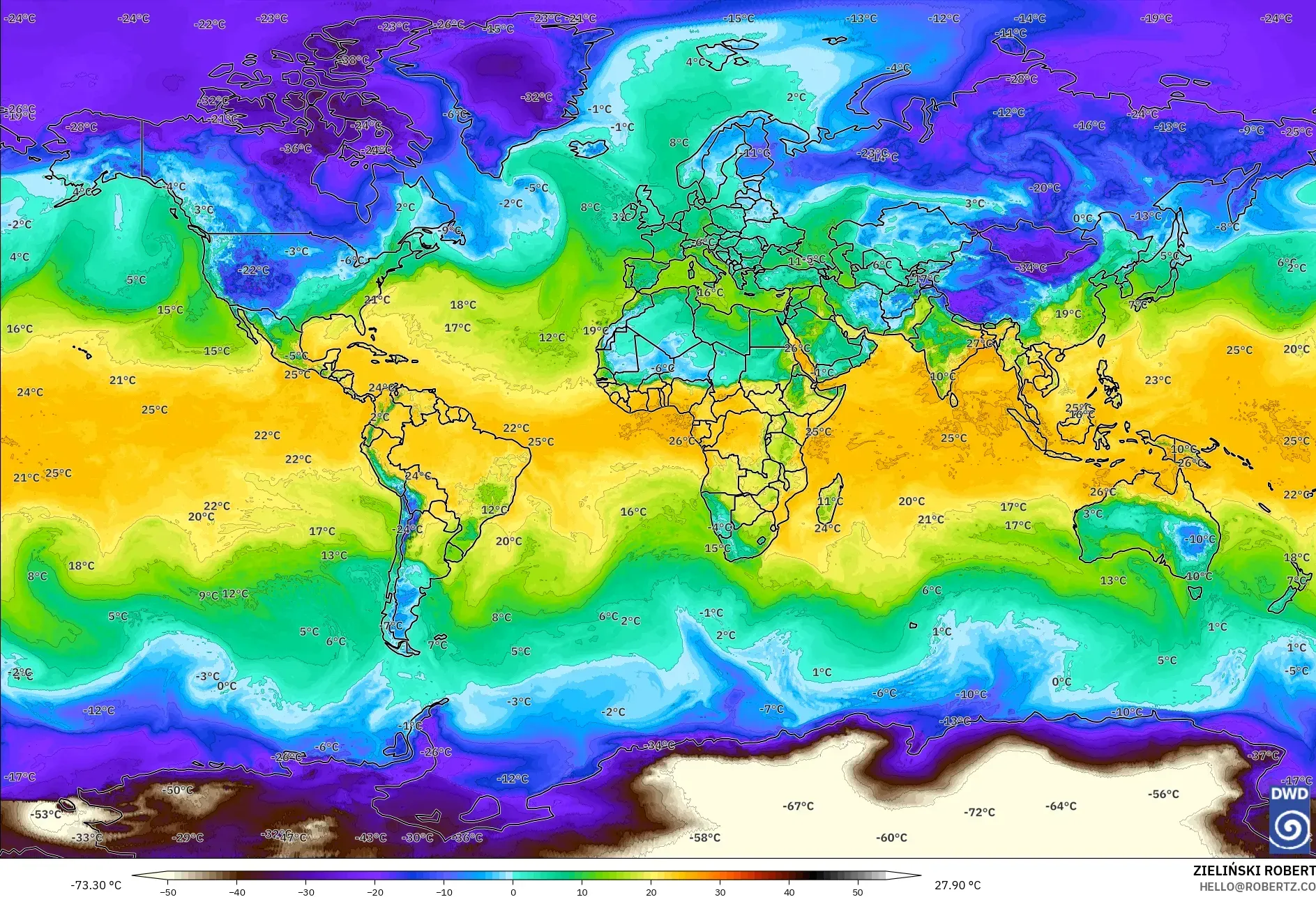 ICON modelo - Mundo, Punto de rocío a 2 m