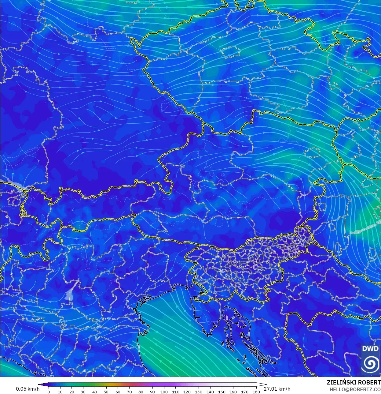 ICON modelo - Austria, Viento a 10 m
