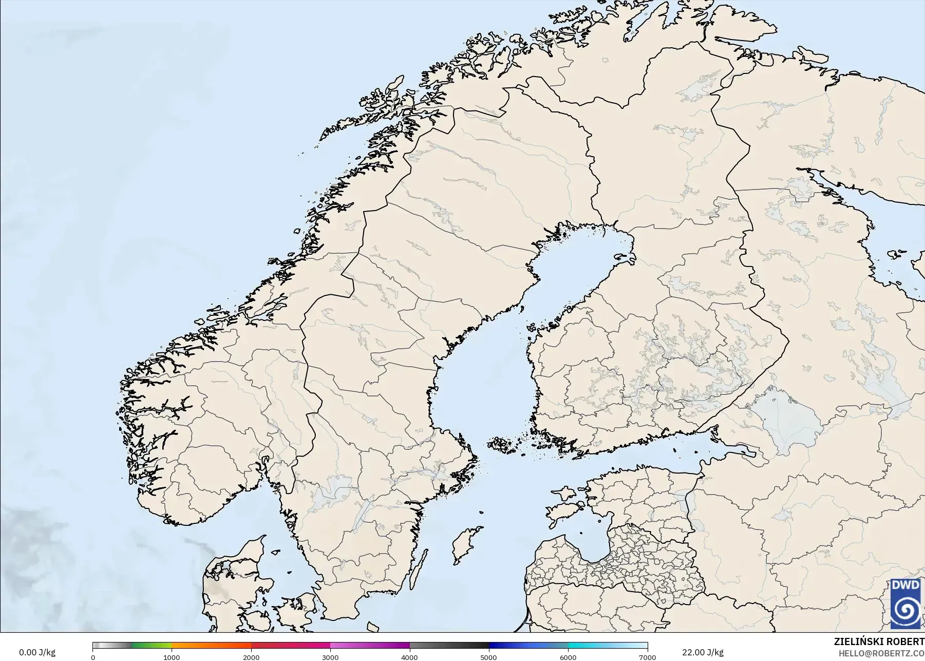 ICON modelo - Escandinavia, CAPE