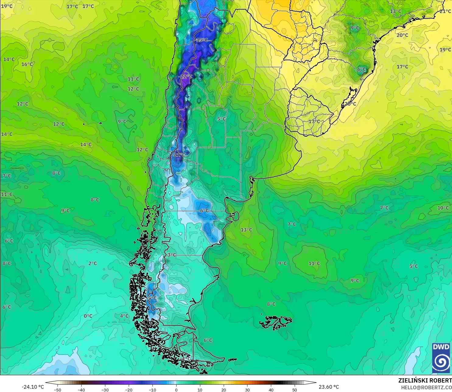ICON modelo - Argentina, Punto de rocío a 2 m