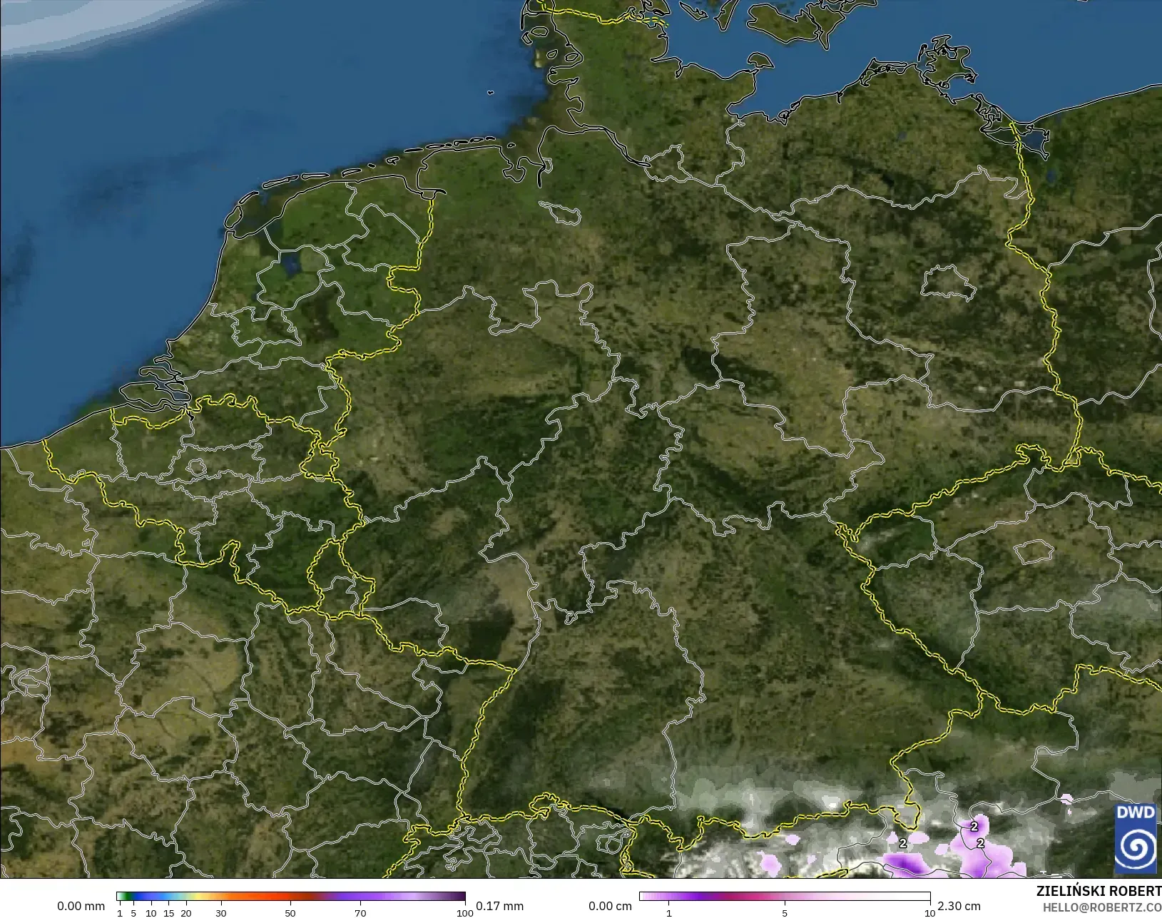 ICON modelo - Alemania, Precipitación, nubes y presión