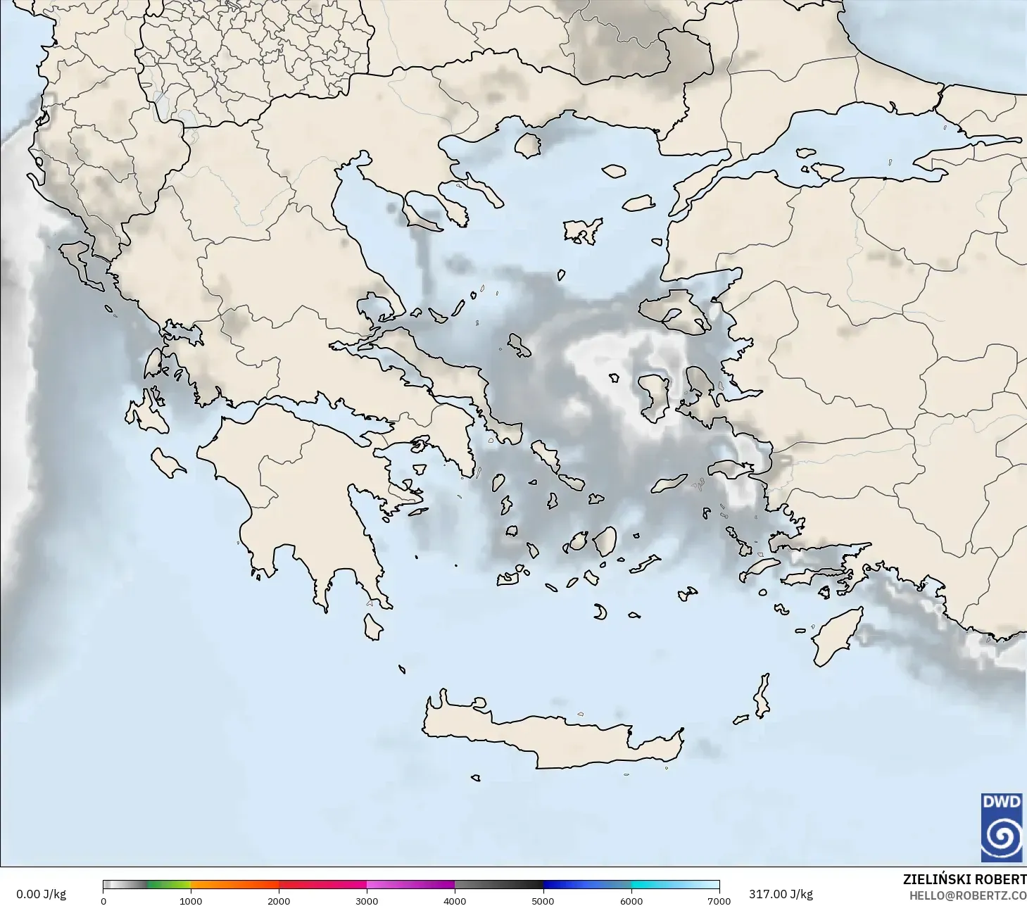 ICON modelo - Grecia, CAPE