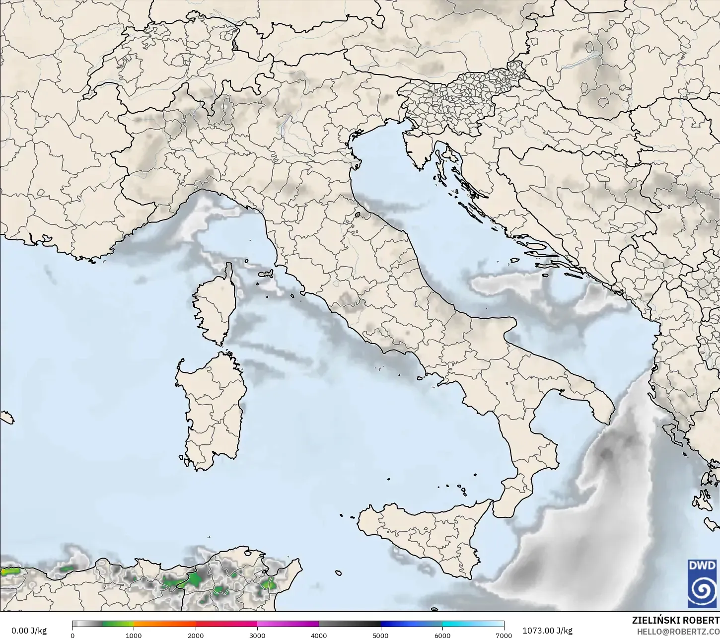 ICON modelo - Italia, CAPE
