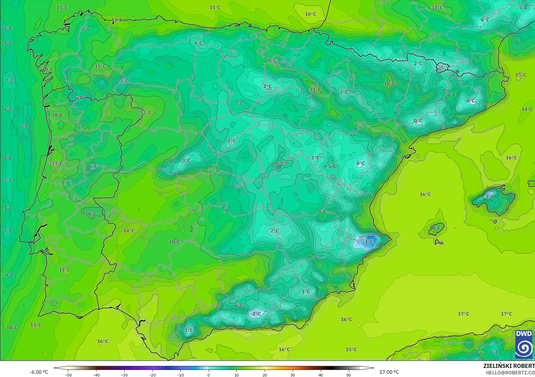ICON modelo - España, Punto de rocío a 2 m