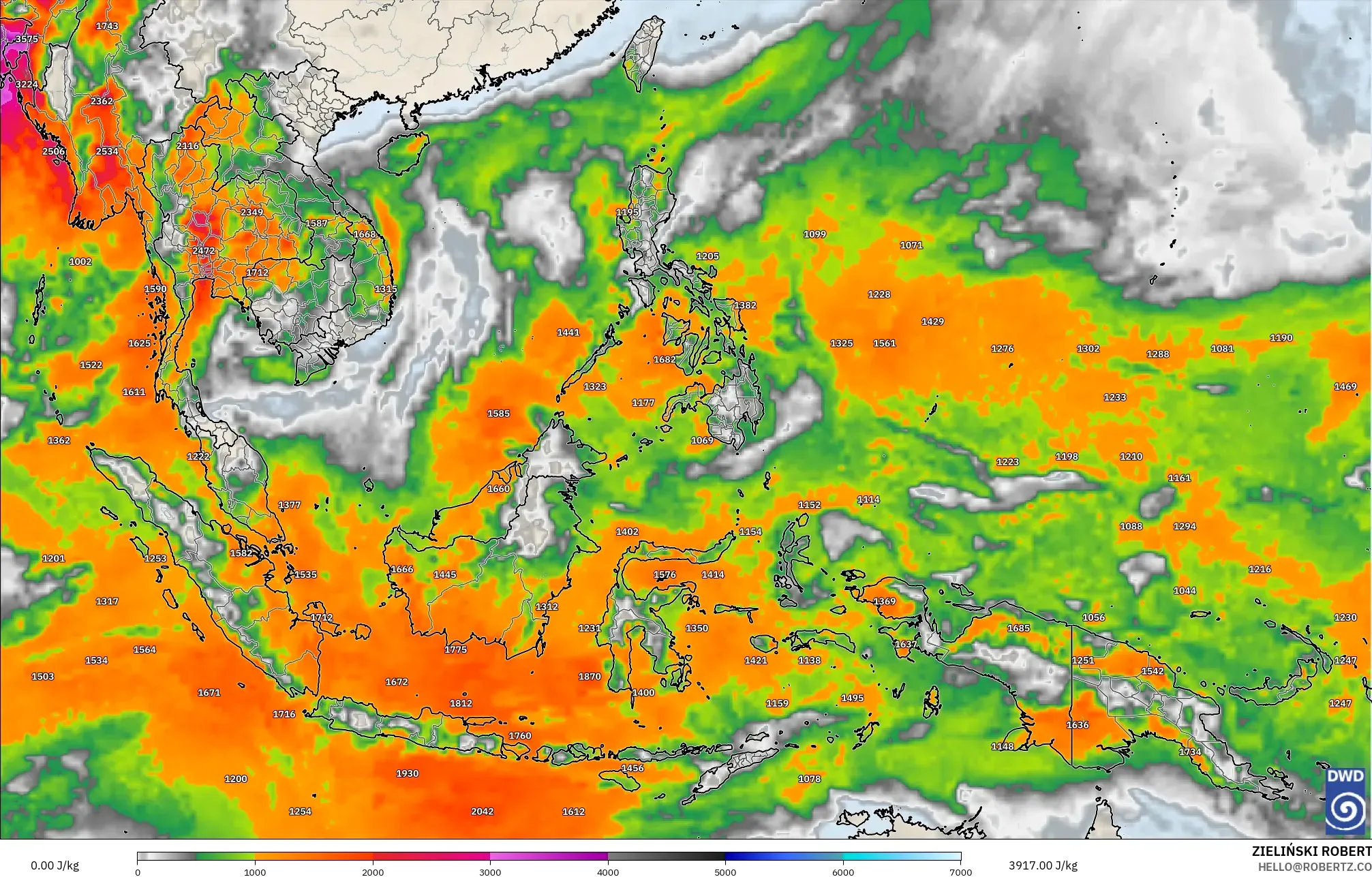 ICON modelo - Sudeste Asiático, CAPE