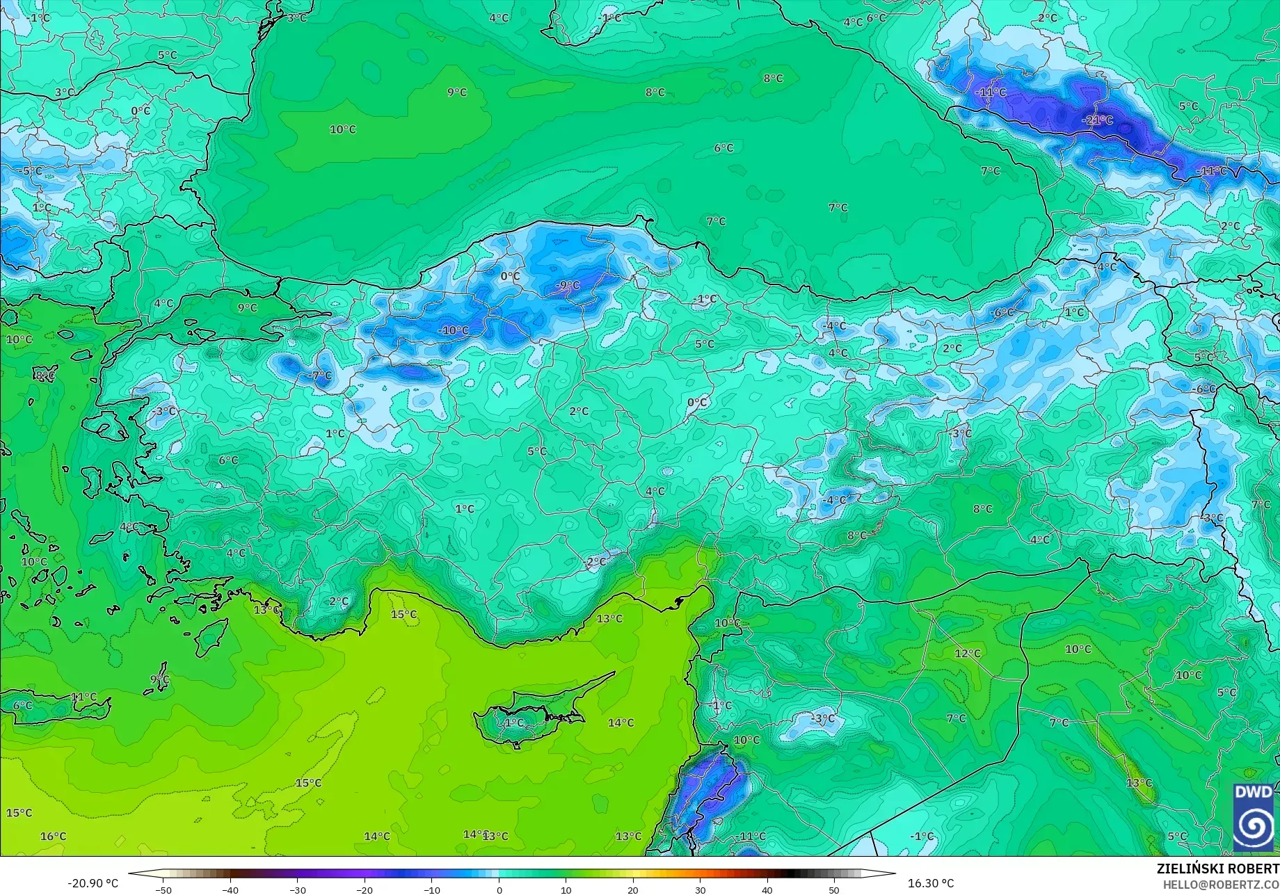 ICON modelo - Turquía, Punto de rocío a 2 m