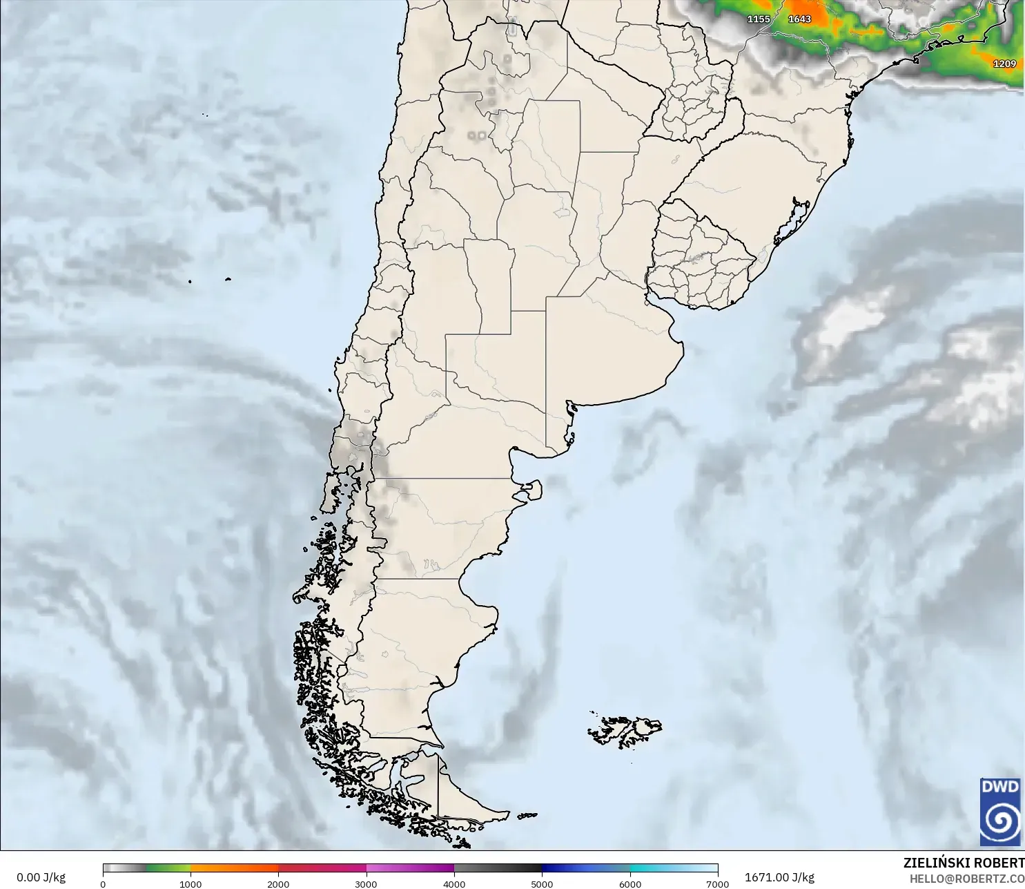 ICON modelo - Argentina, CAPE