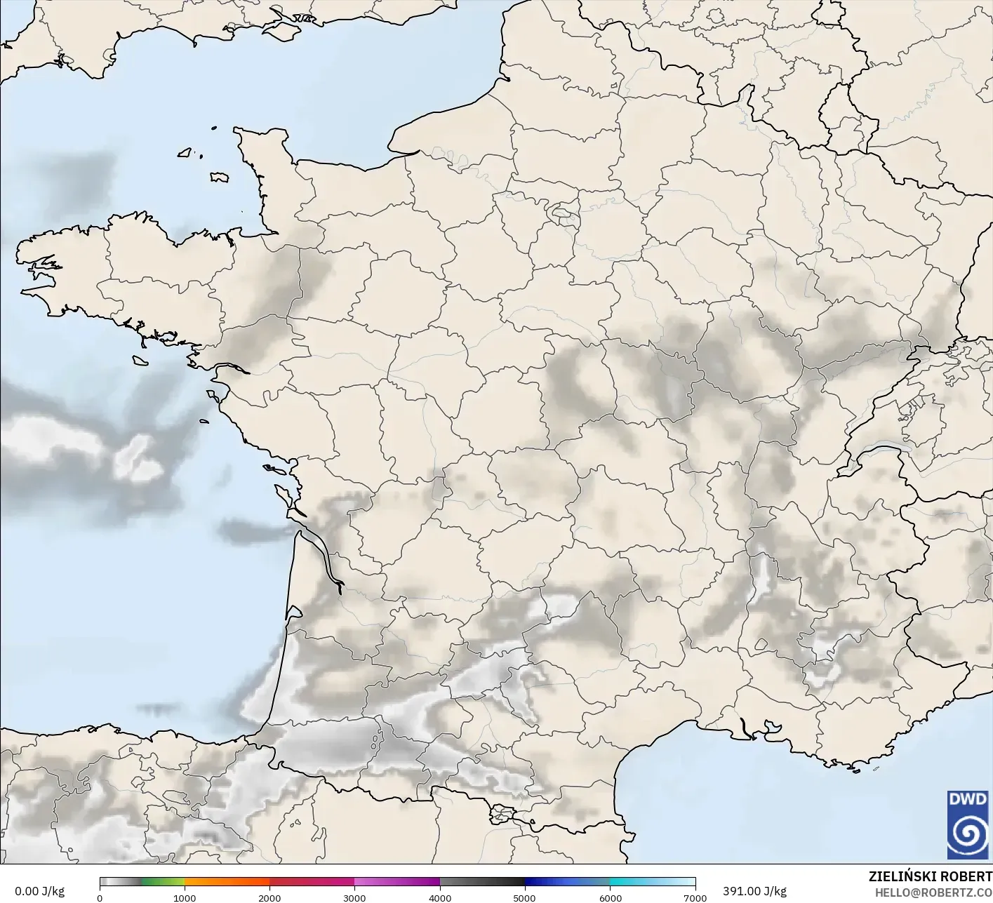 ICON modelo - Francia, CAPE