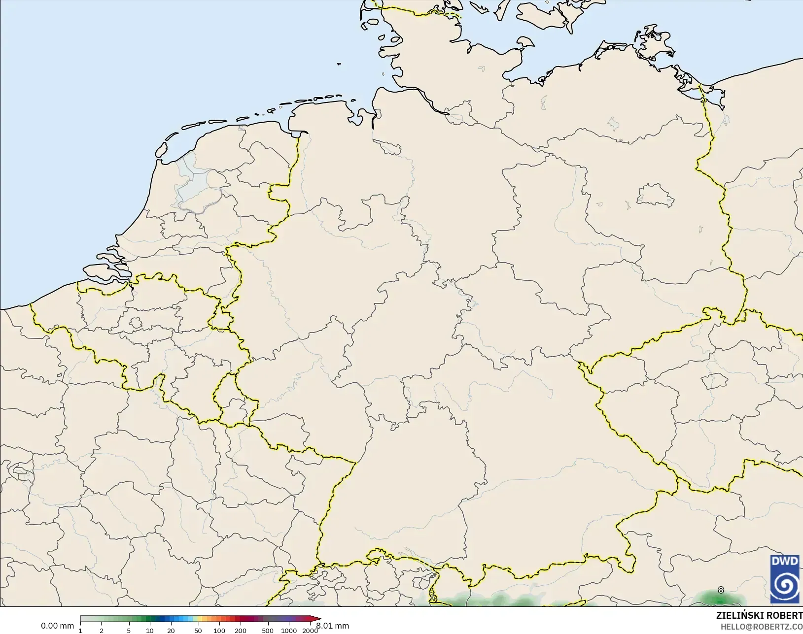 ICON modelo - Alemania, Acumulación de precipitación