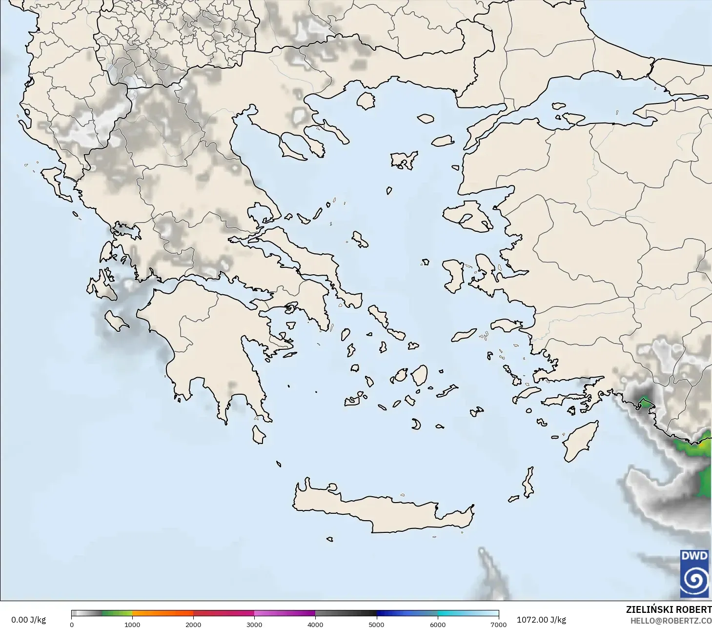 ICON modelo - Grecia, CAPE
