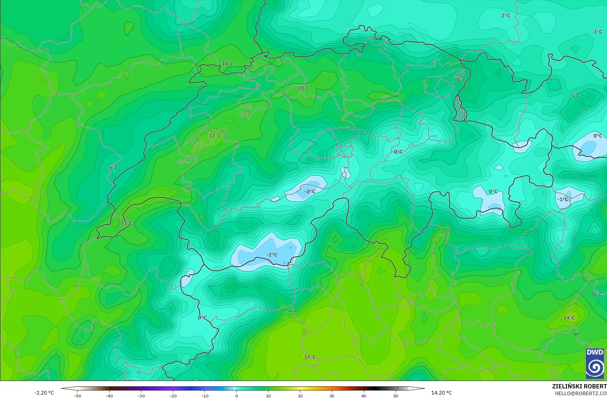 ICON modelo - Suiza, Punto de rocío a 2 m