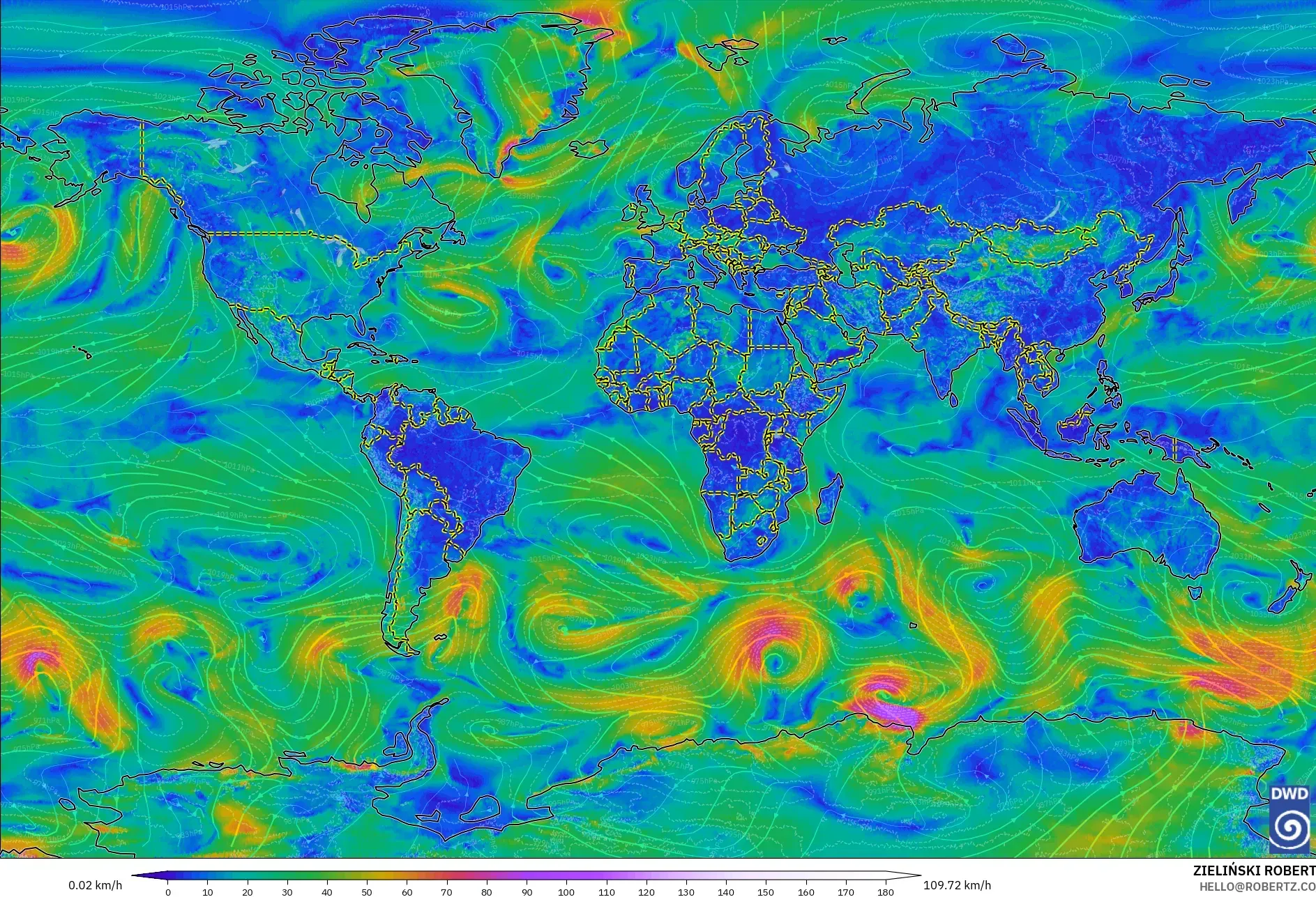 ICON modelo - Mundo, Viento a 10 m