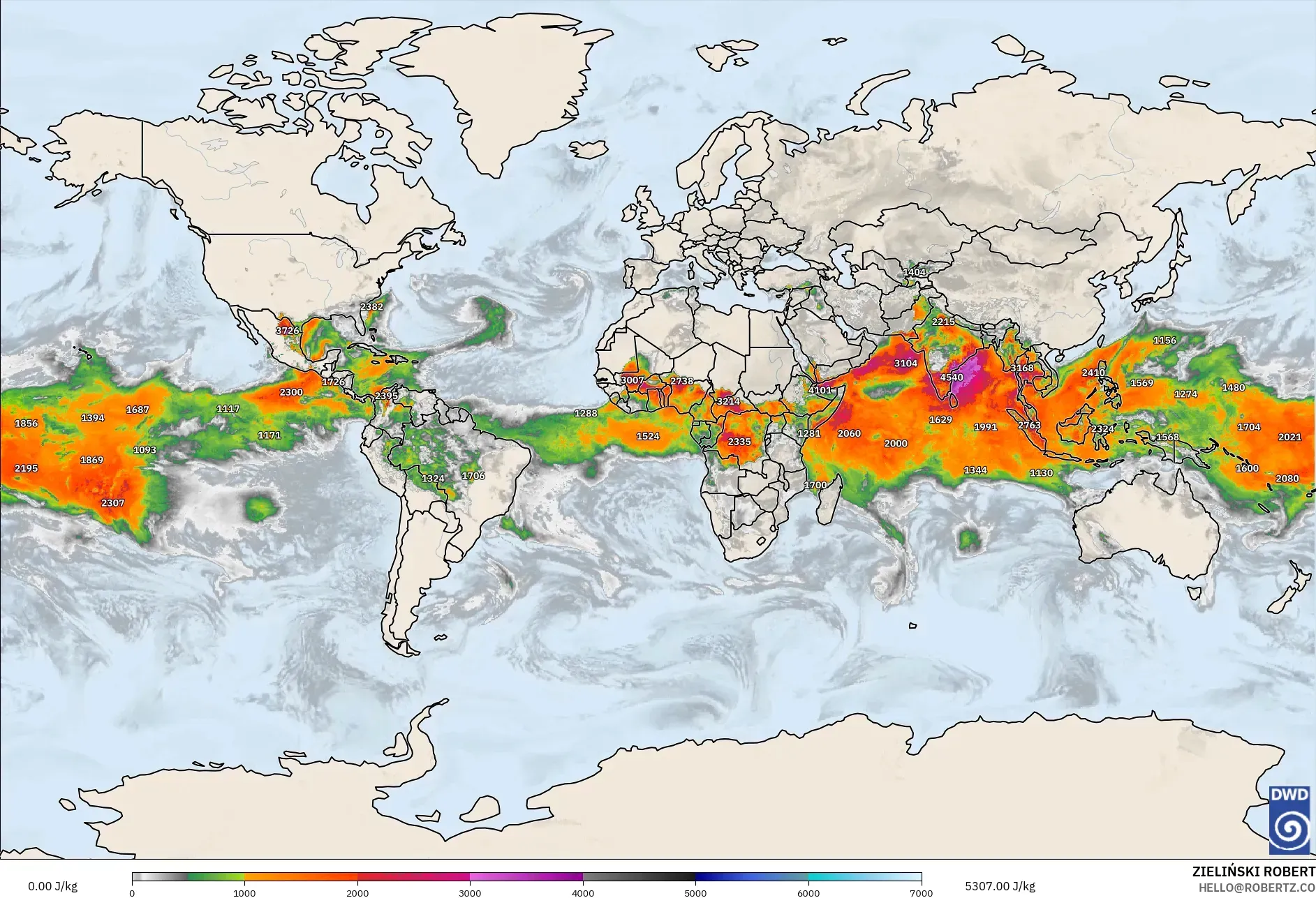 ICON modelo - Mundo, CAPE
