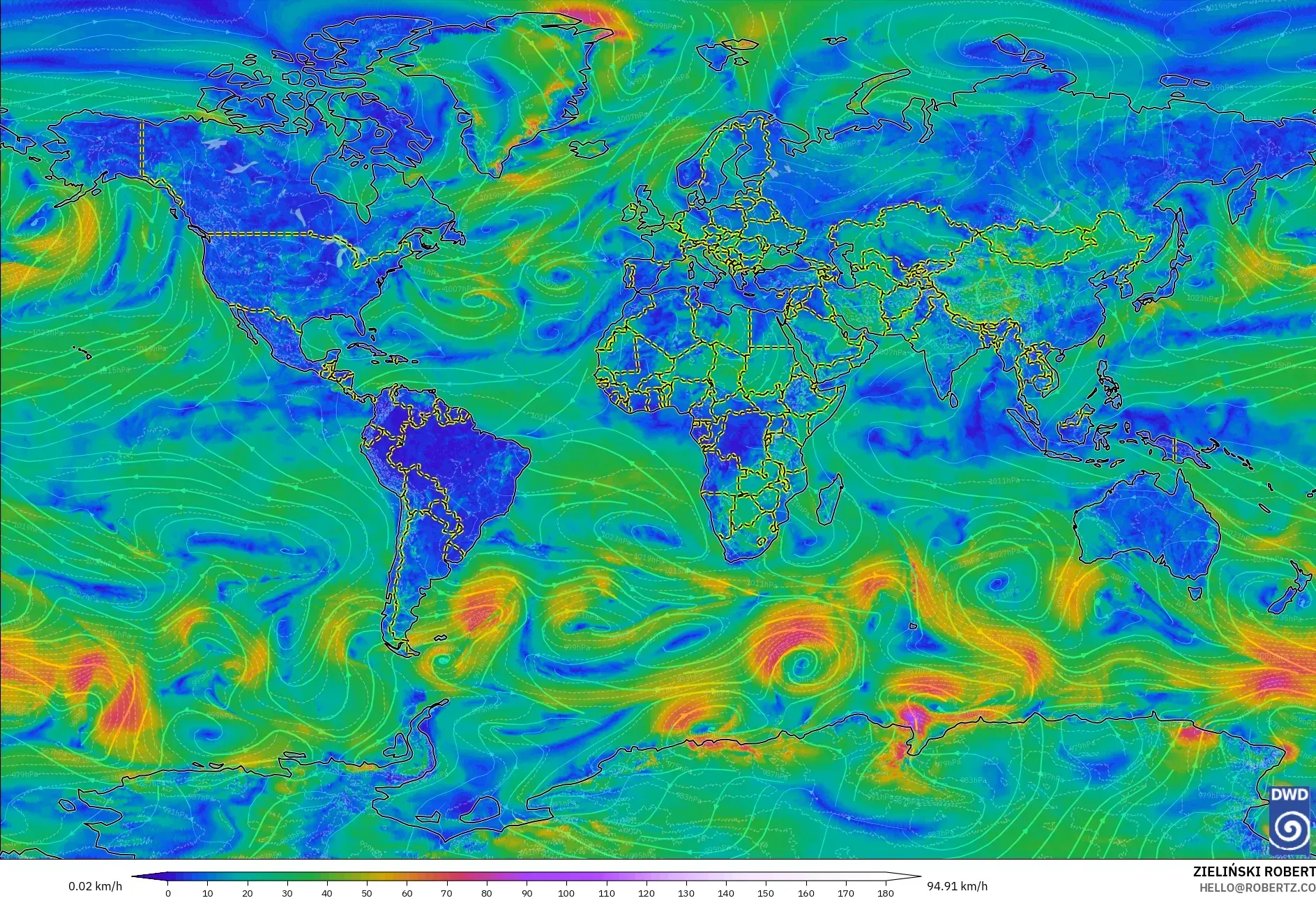 ICON modelo - Mundo, Viento a 10 m