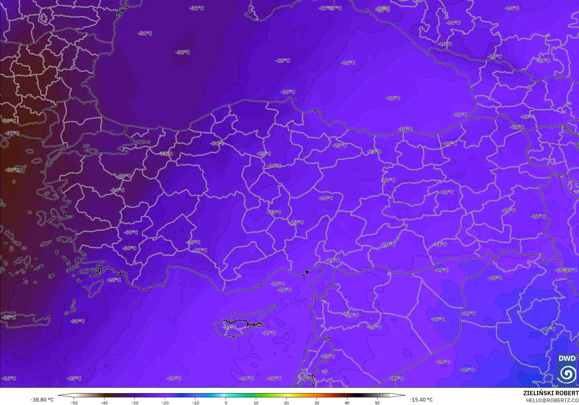ICON modelo - Turquía, Temperatura a 500 hPa