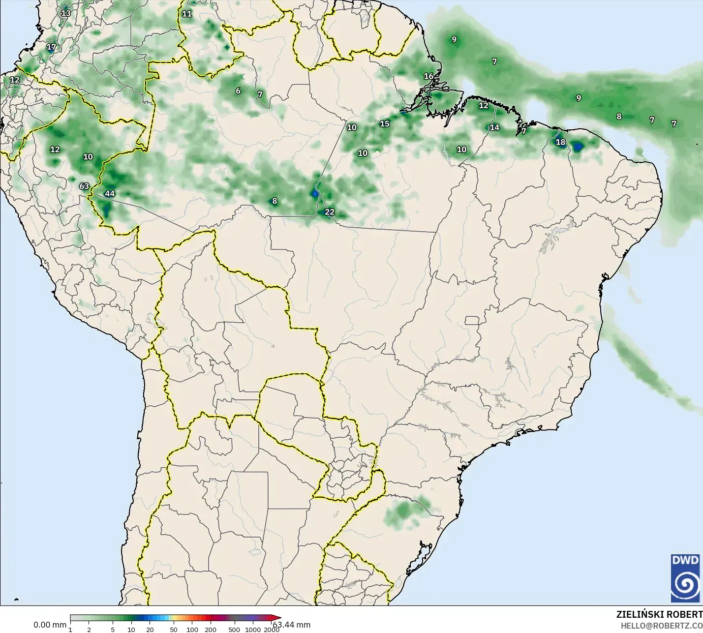 ICON modelo - Brasil, Acumulación de precipitación