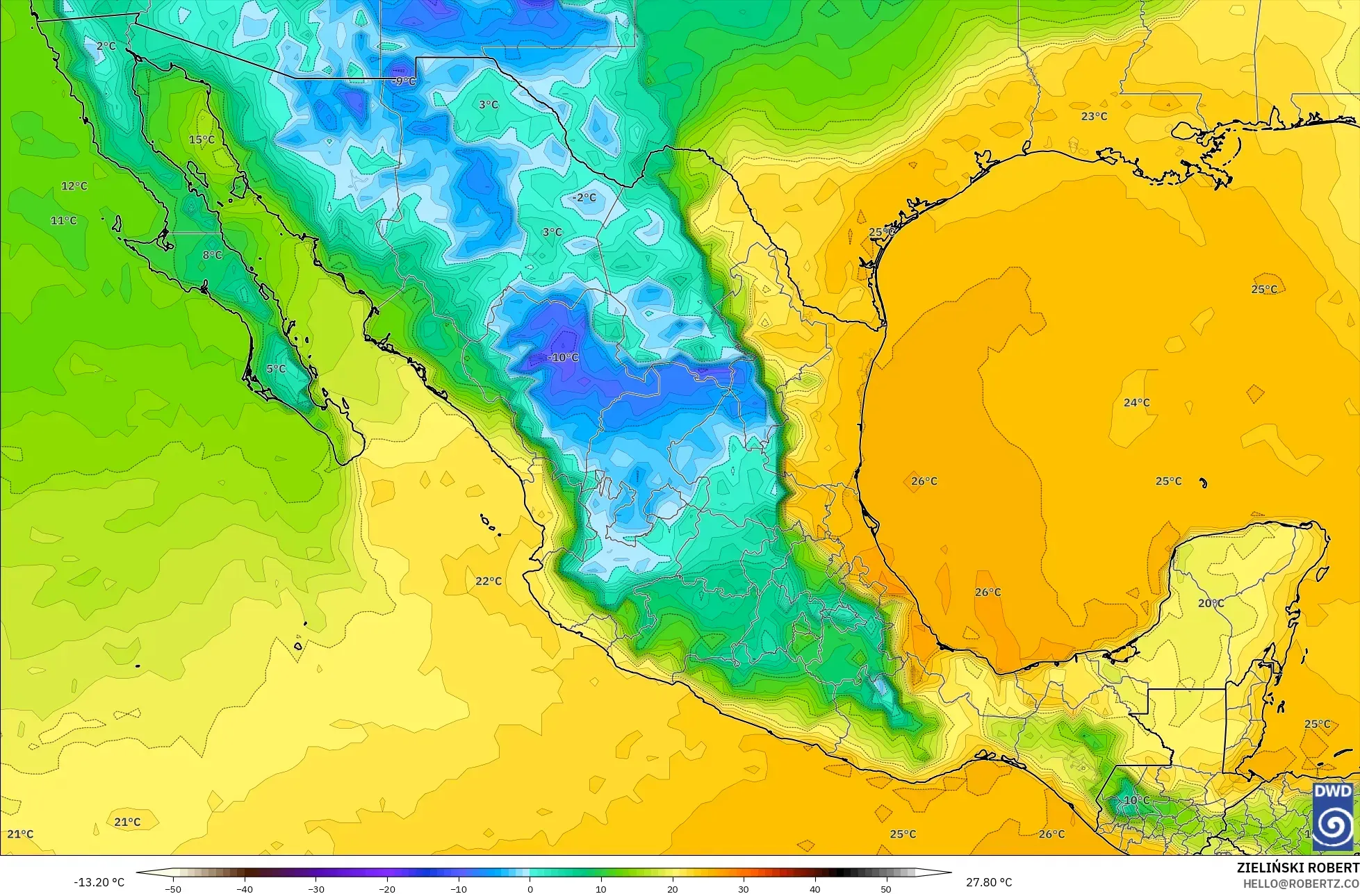 ICON modelo - México, Punto de rocío a 2 m
