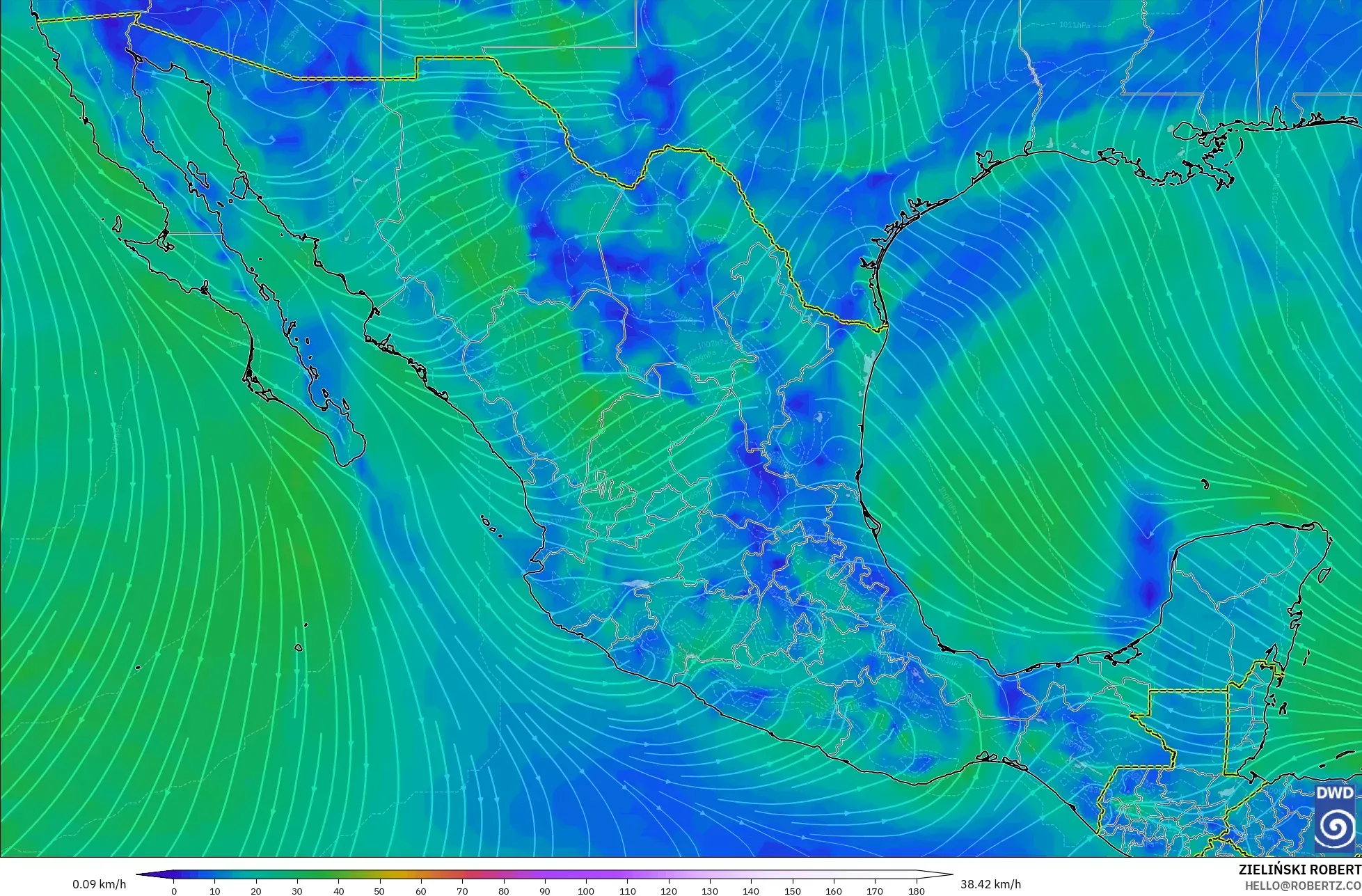 ICON modelo - México, Viento a 10 m
