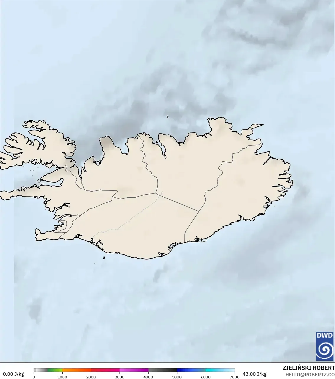 ICON modelo - Islandia, CAPE