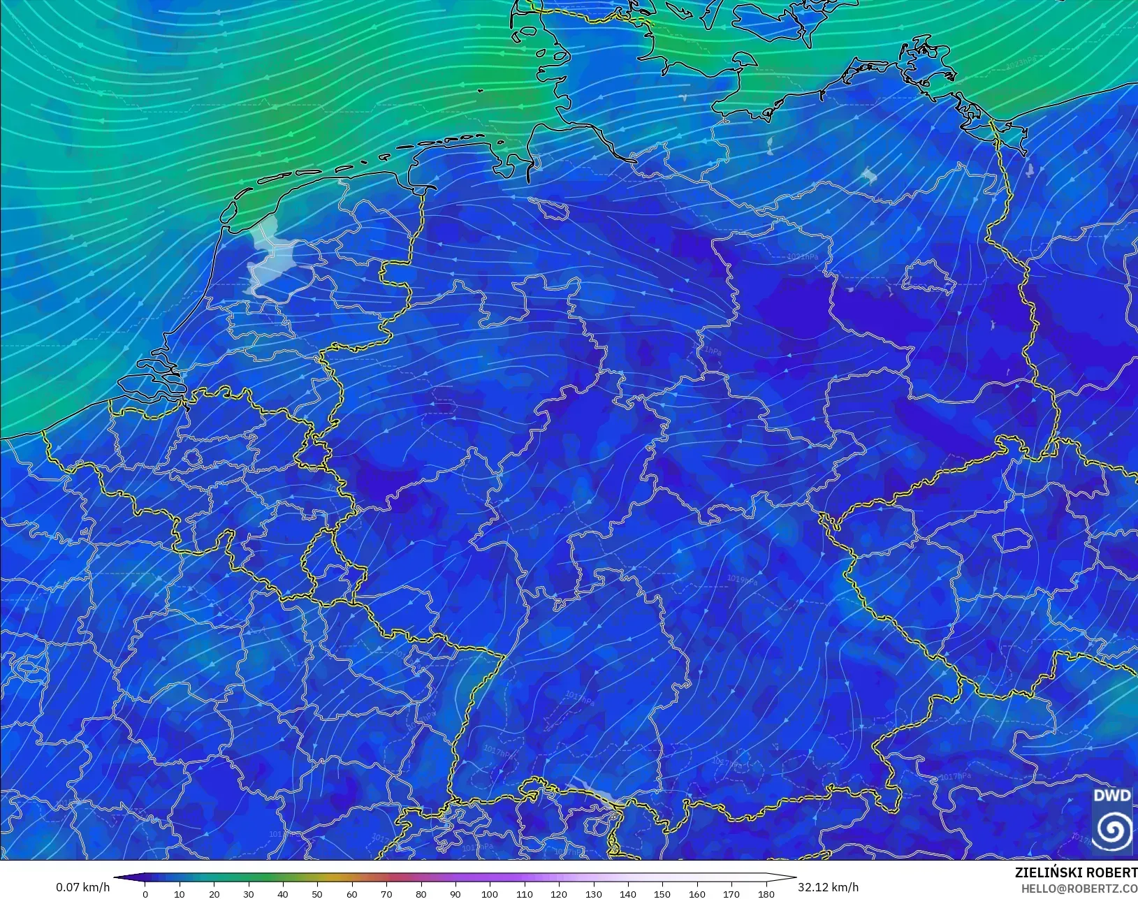 ICON modelo - Alemania, Viento a 10 m