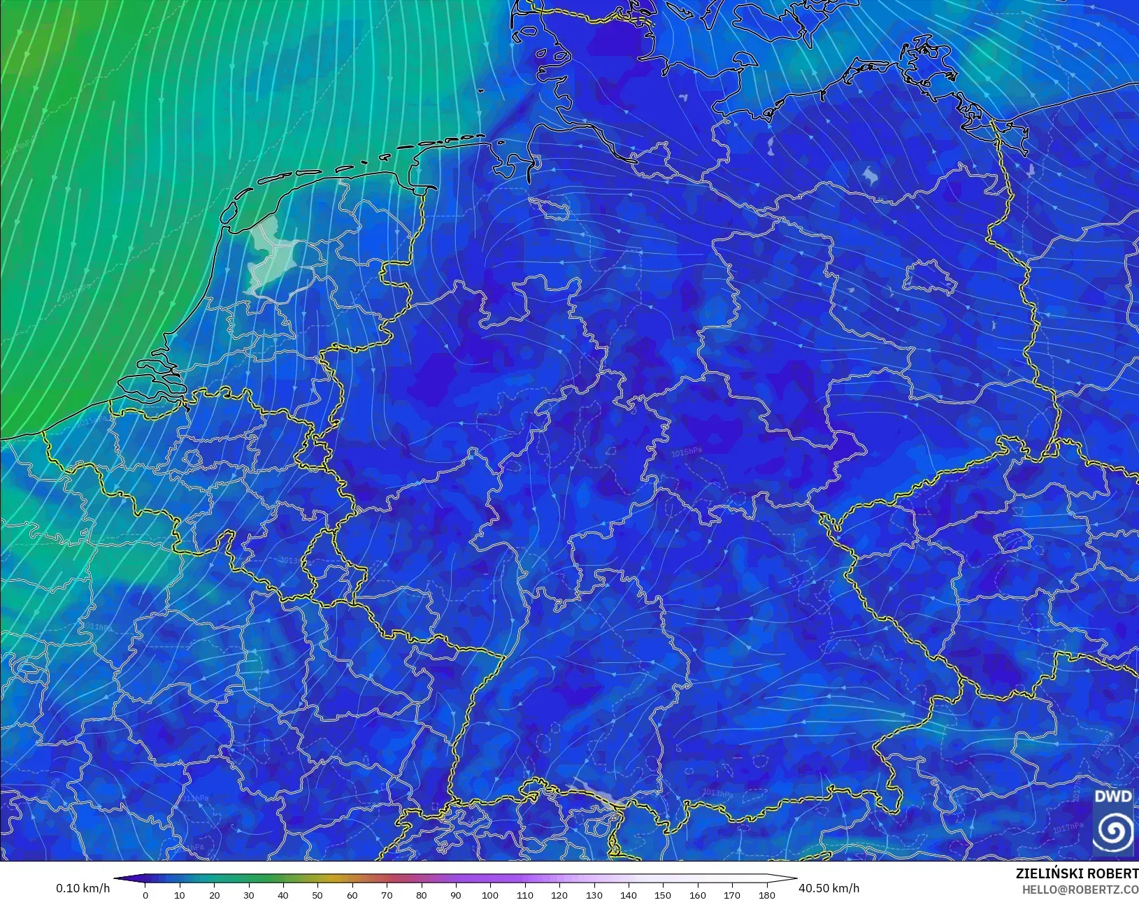 ICON modelo - Alemania, Viento a 10 m