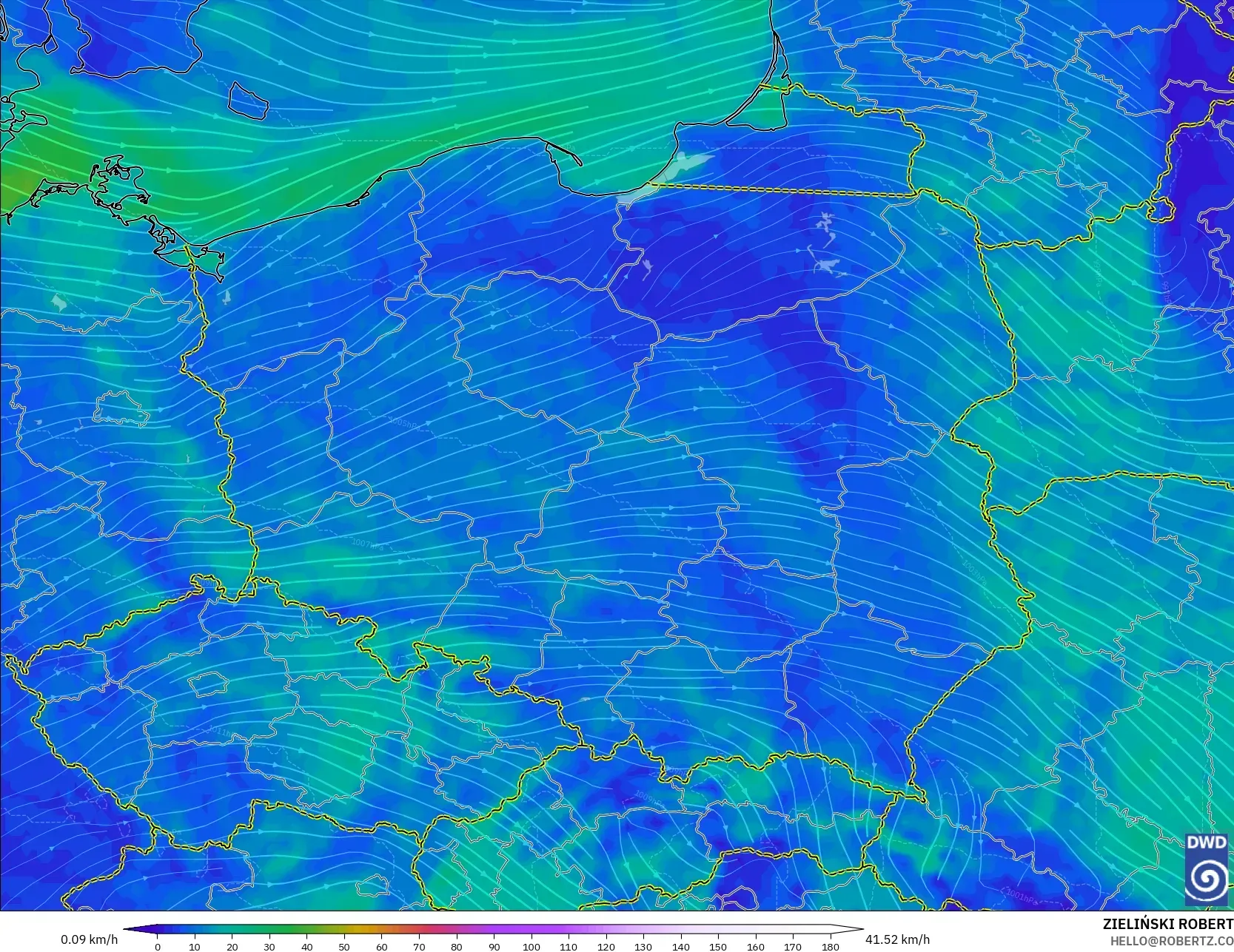 ICON modelo - Polonia, Viento a 10 m