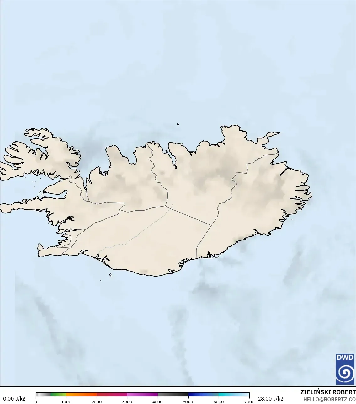ICON modelo - Islandia, CAPE