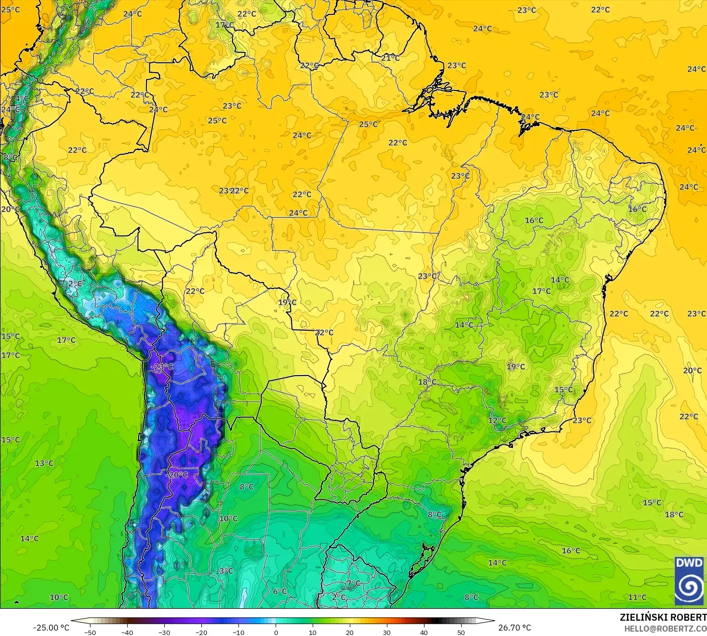 ICON modelo - Brasil, Punto de rocío a 2 m