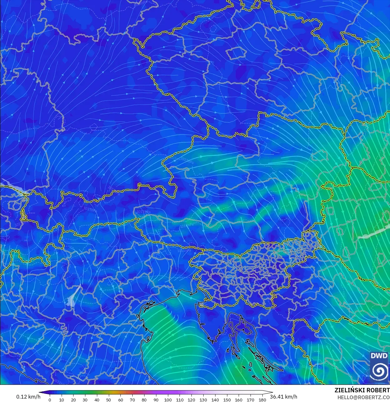 ICON modelo - Austria, Viento a 10 m