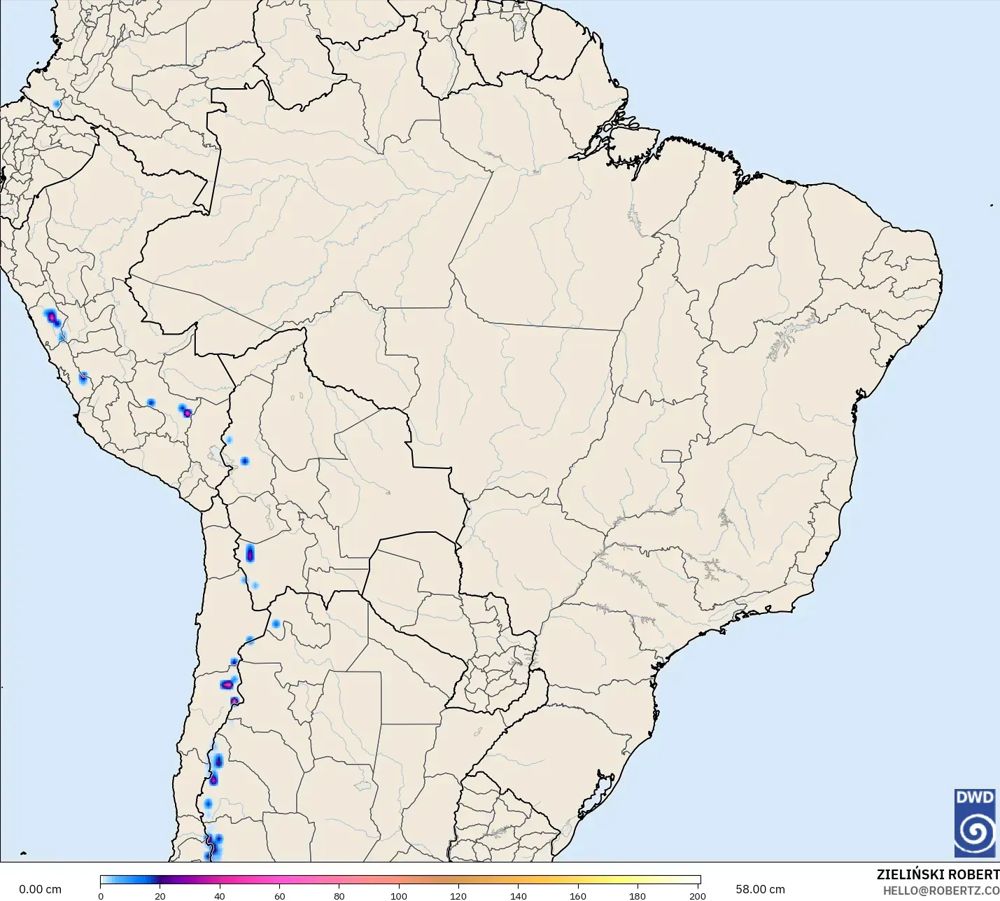 ICON modelo - Brasil, Profundidad de nieve