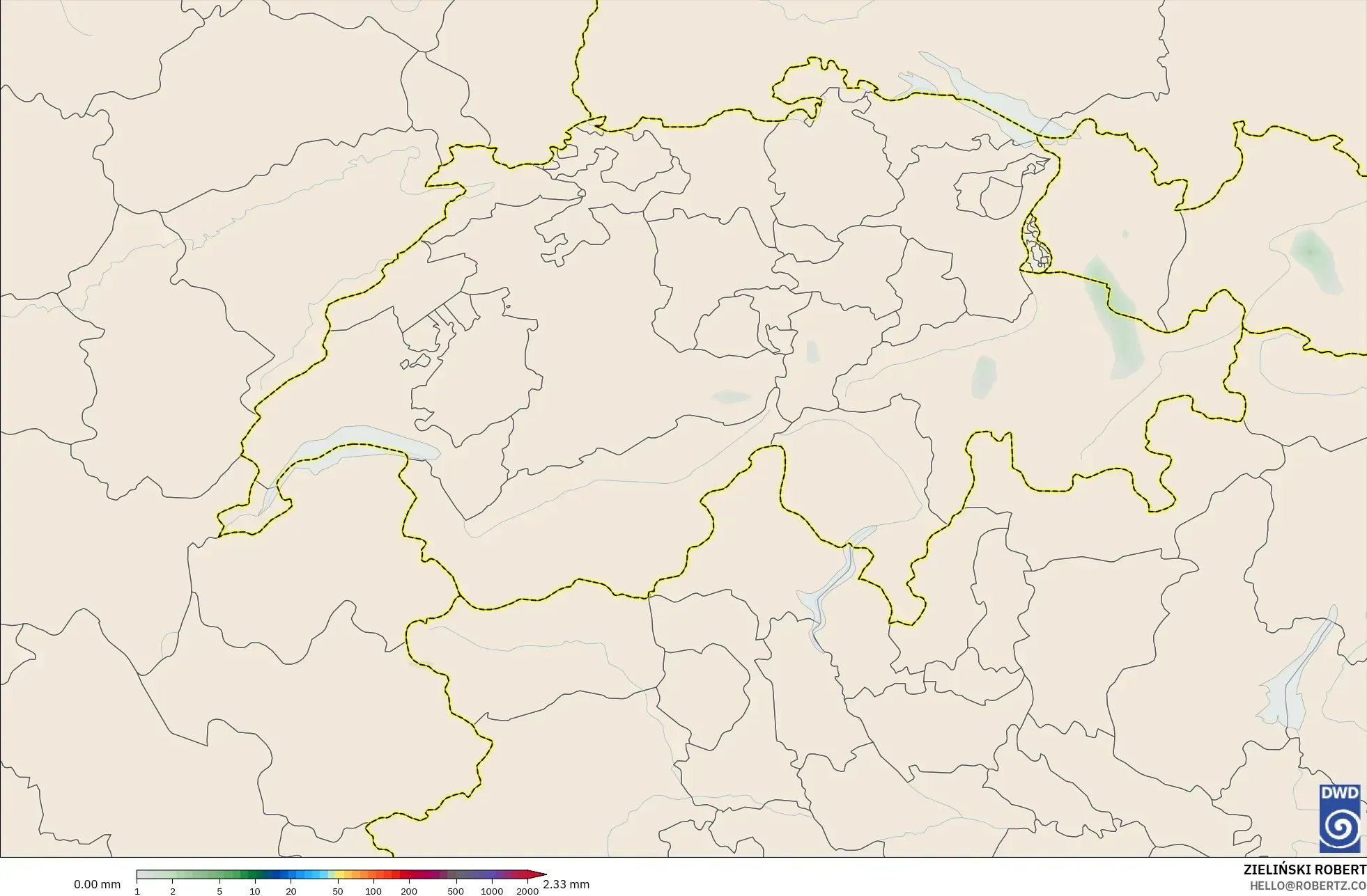 ICON modelo - Suiza, Acumulación de precipitación