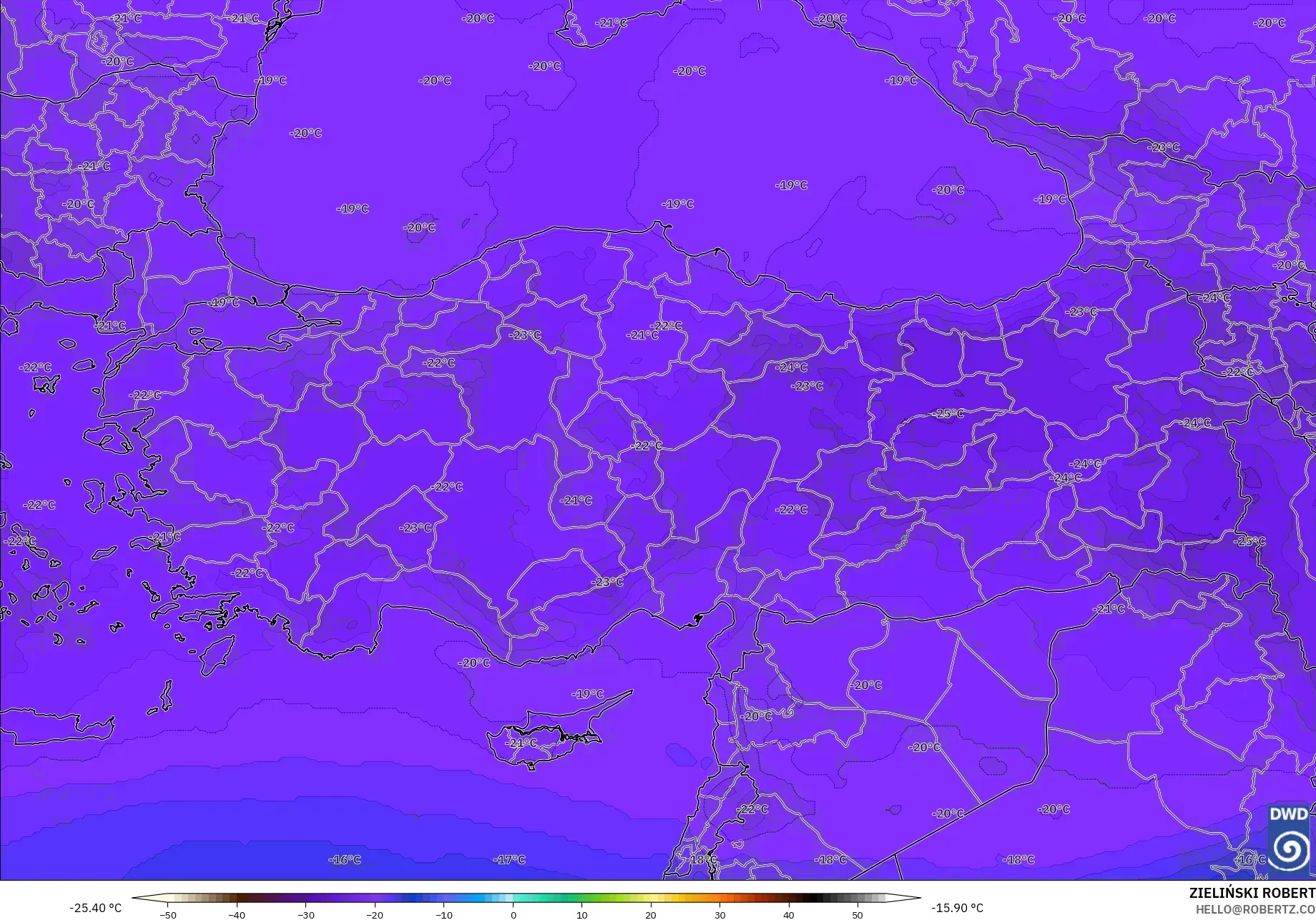 ICON modelo - Turquía, Temperatura a 500 hPa