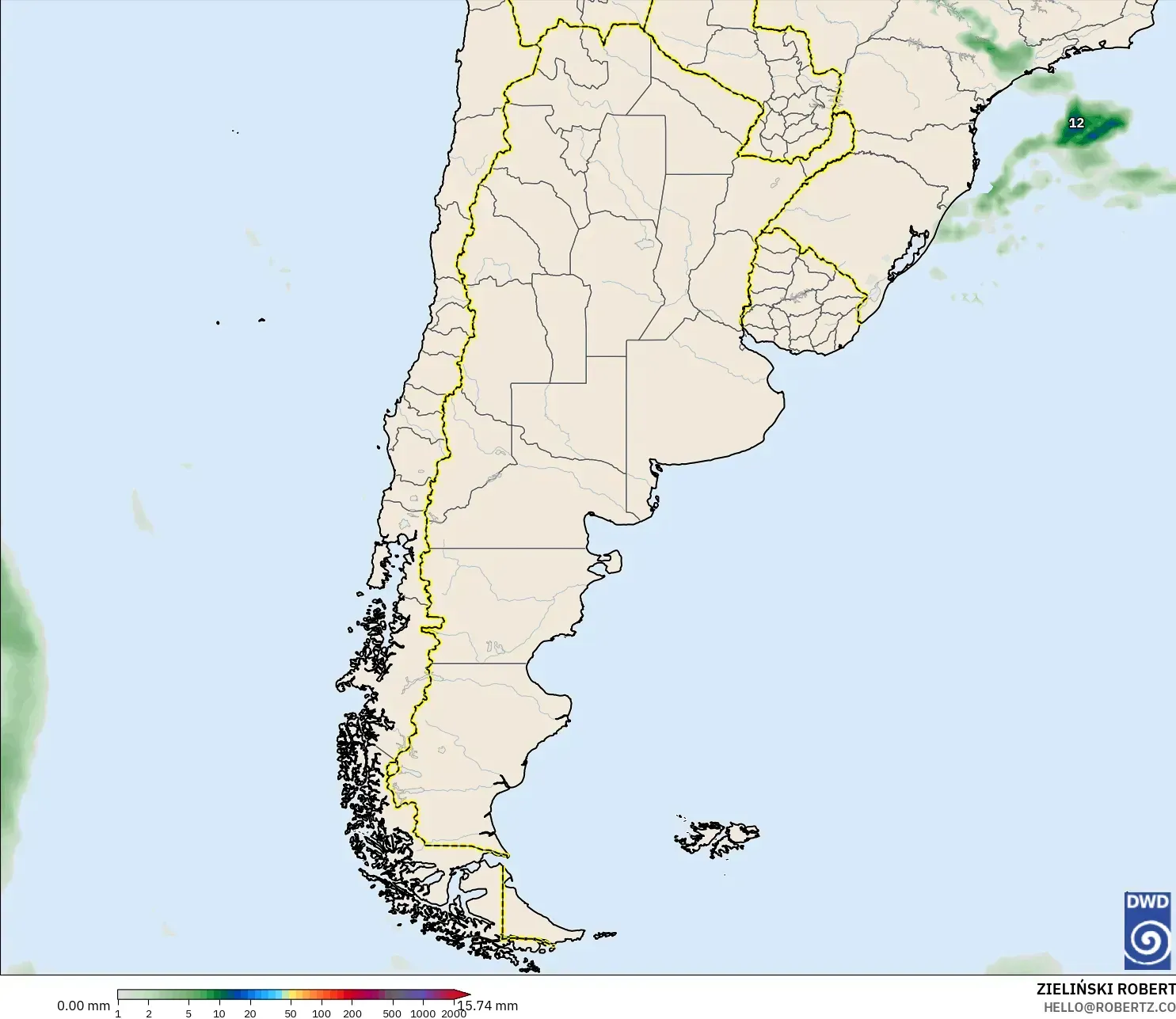 ICON modelo - Argentina, Acumulación de precipitación